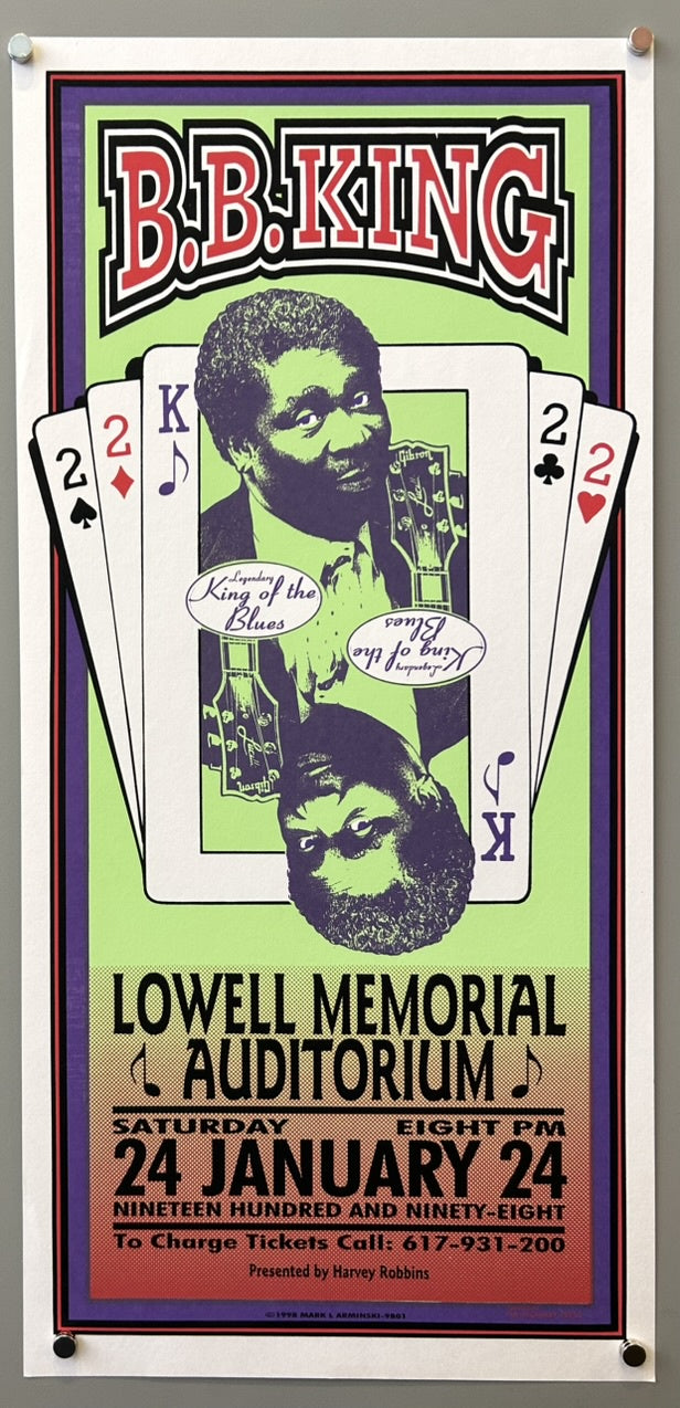 B.B. King at the Lowell Memorial Auditorium on Saturday, January 24, 1998, at eight PM. T