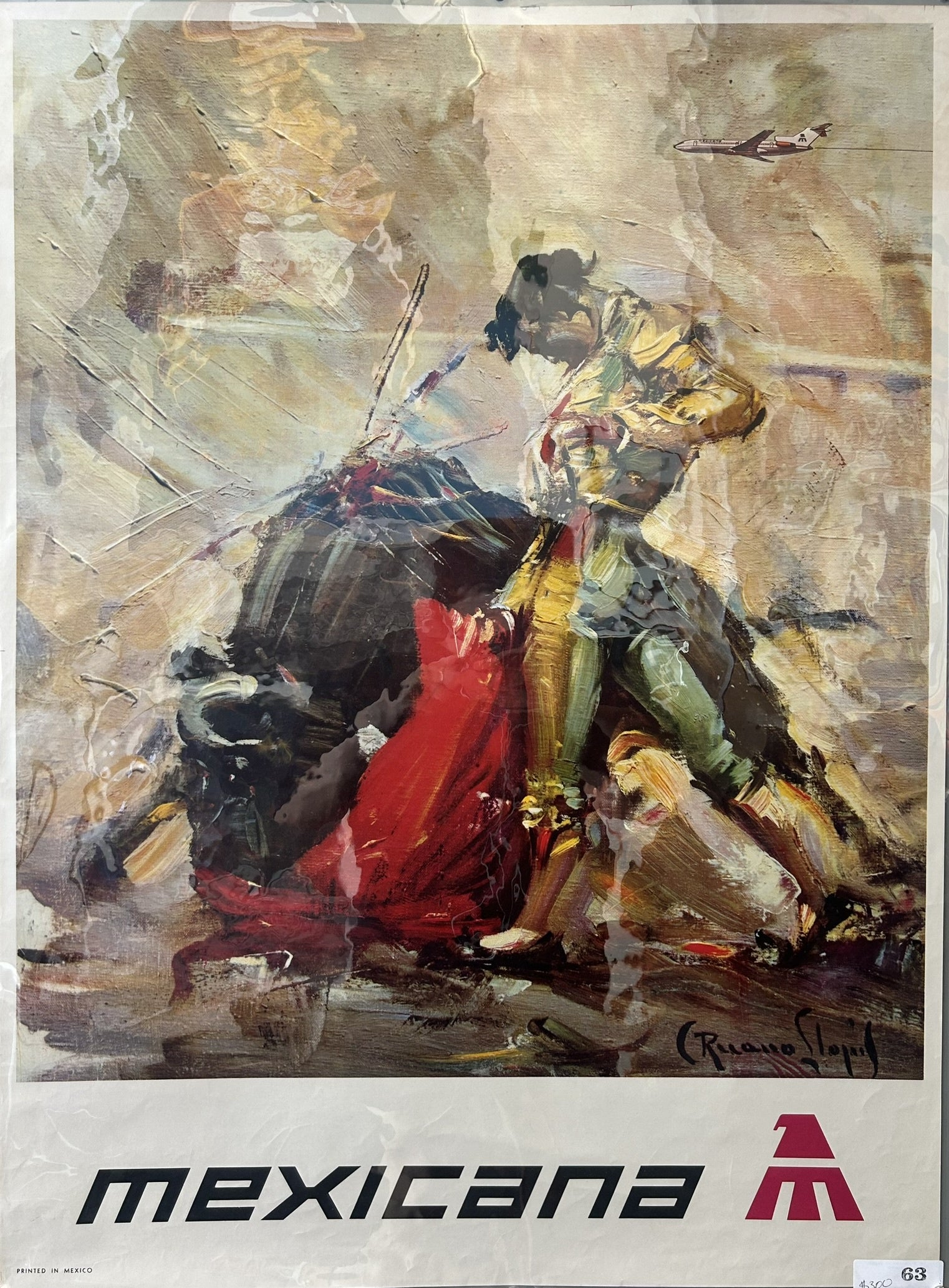 This particular poster, titled "Mexico Matador Poster" or "Mexico: Tourism II," depicts a bullfighting scene and was created in 1944.