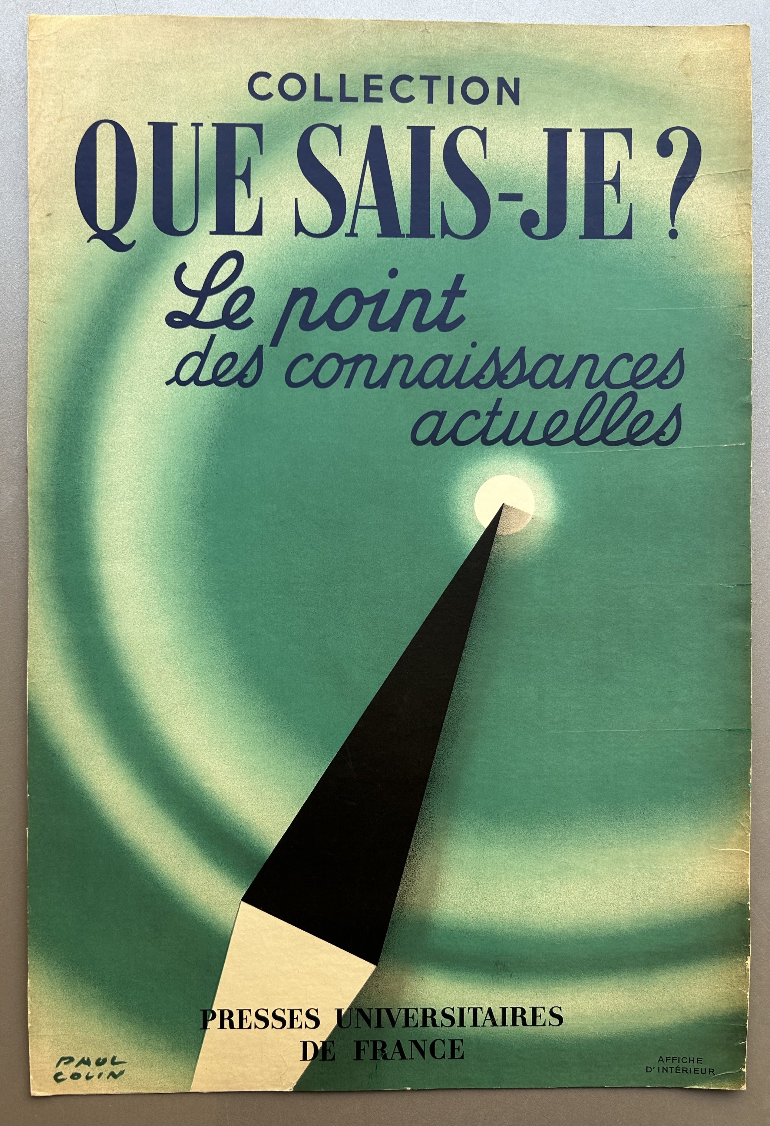 Stylised artwork in green by the notable French poster artist Paul Colin (1892-1985) depicting a compass pointing southwest.