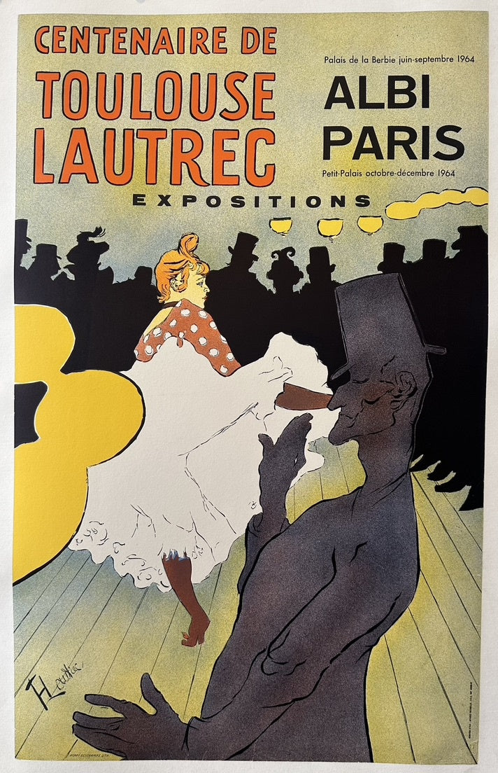 Centenaire de Toulouse-Lautrecfeaturing a dancer and a man in silhouette, reminiscent of Lautrec's style.