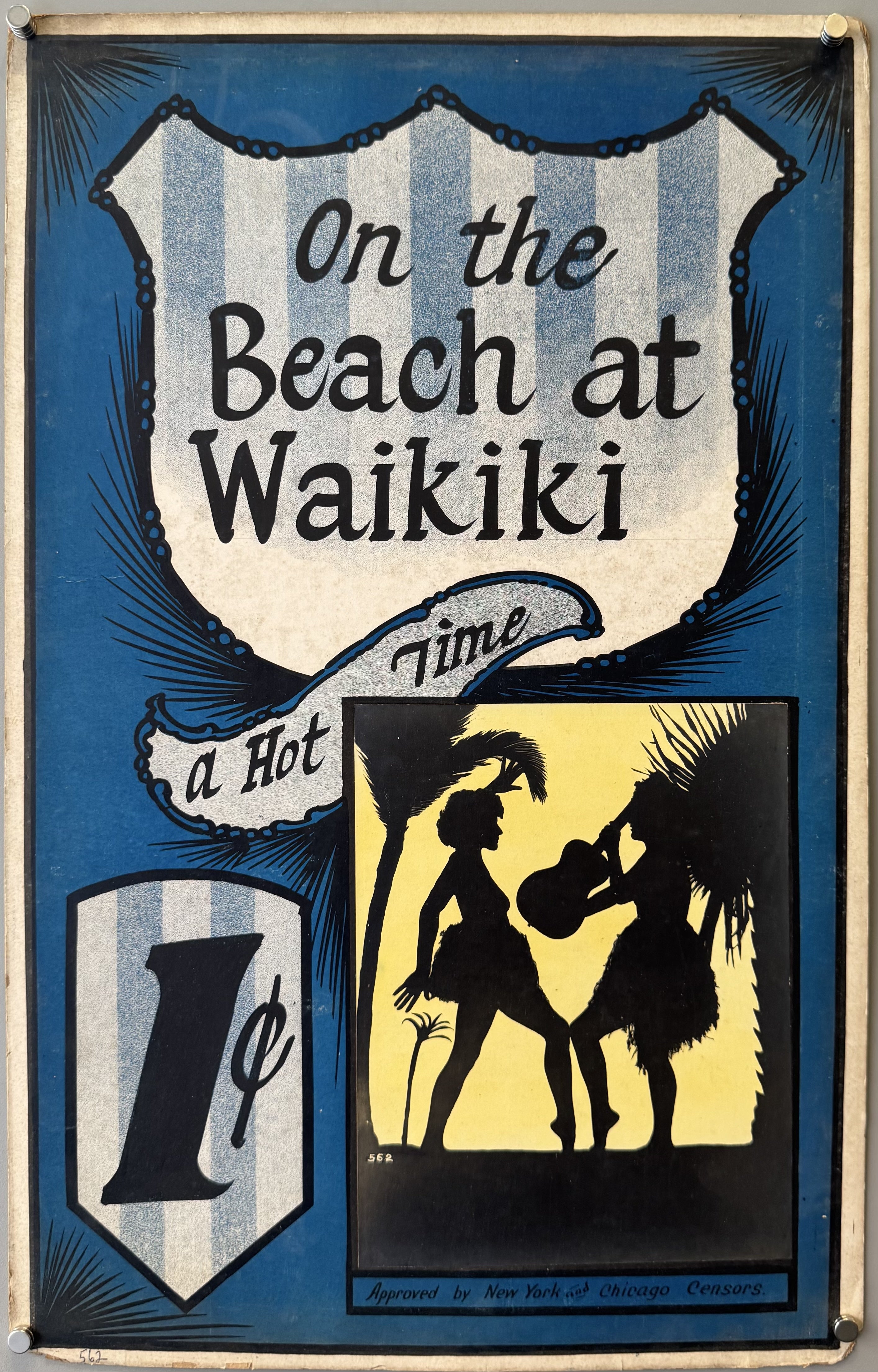 t features a shield design with the title, text indicating "a Hot Time," and a silhouette image of two figures, likely dancers, with palm trees against a yellow background. T