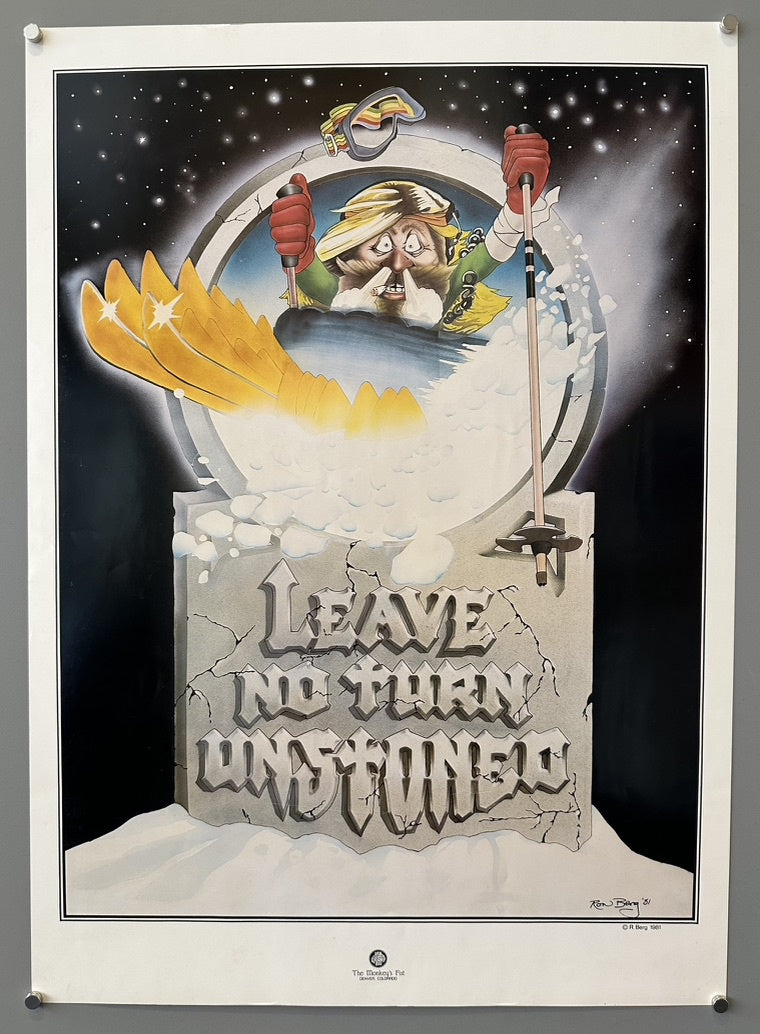 Depicts a skier in a dynamic pose, surrounded by snow and a starry background, suggesting a connection to winter sports or skiin