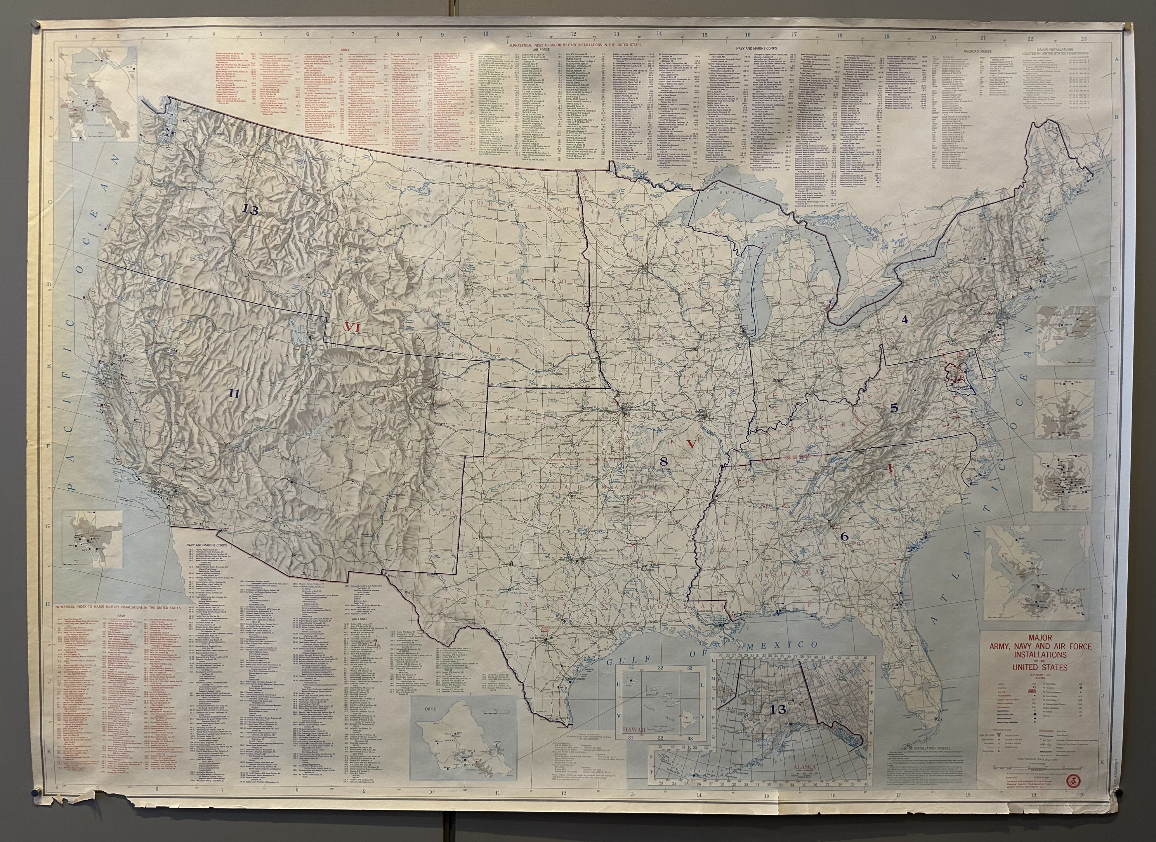 Map of the United States showcasing major military bases.