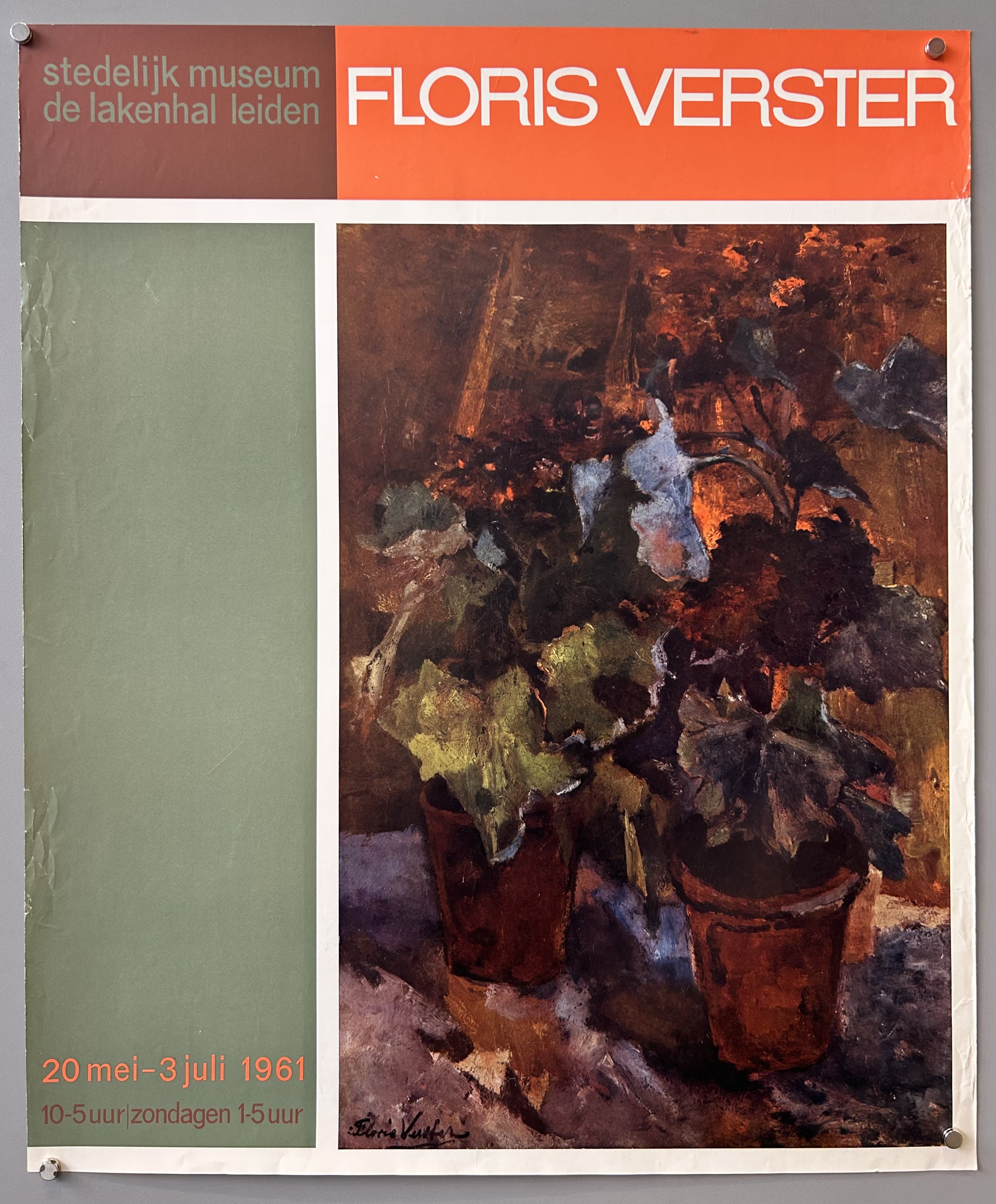 promoting an exhibition of the painter Floris Verster at the Stedelijk Museum De Lakenhal in Leiden.