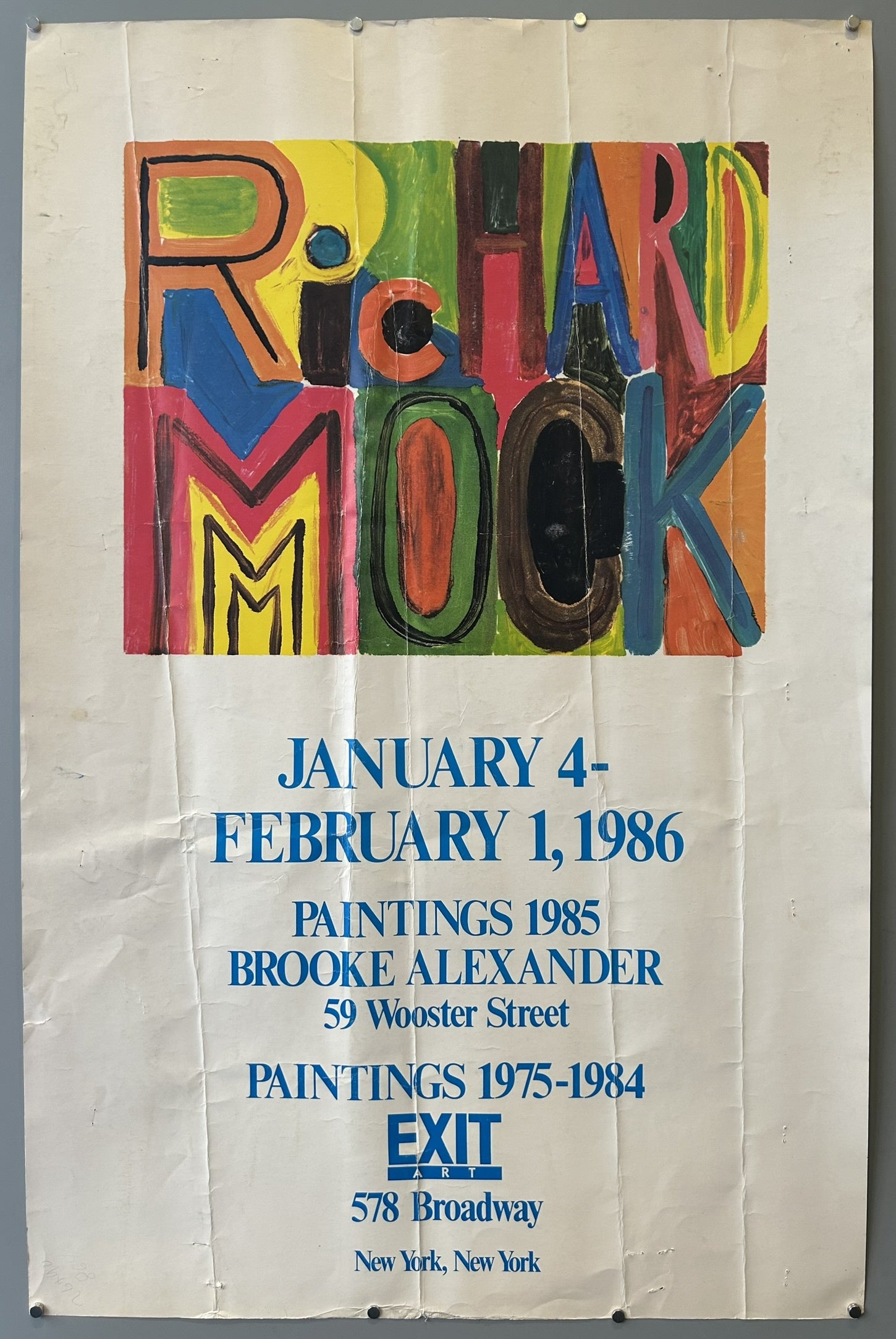 The poster explicitly states the exhibition dates as "JANUARY 4 - FEBRUARY 1, 1986," indicating the year the event took place and thus the year the poster was produced.