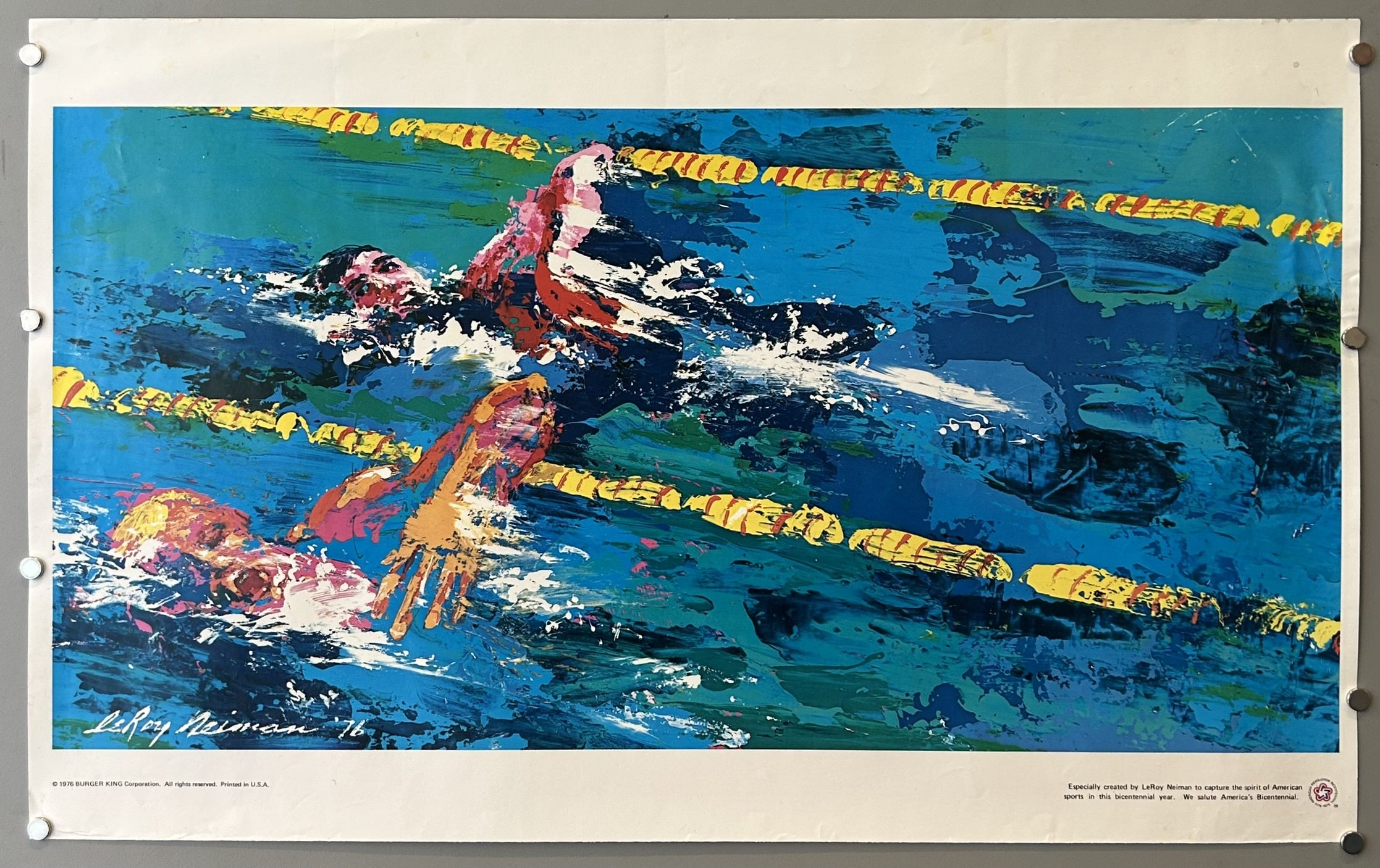 LeRoy Neiman (1921-2012), a renowned American artist known for his vibrant, impressionistic paintings and serigraphs, particularly of sporting events.