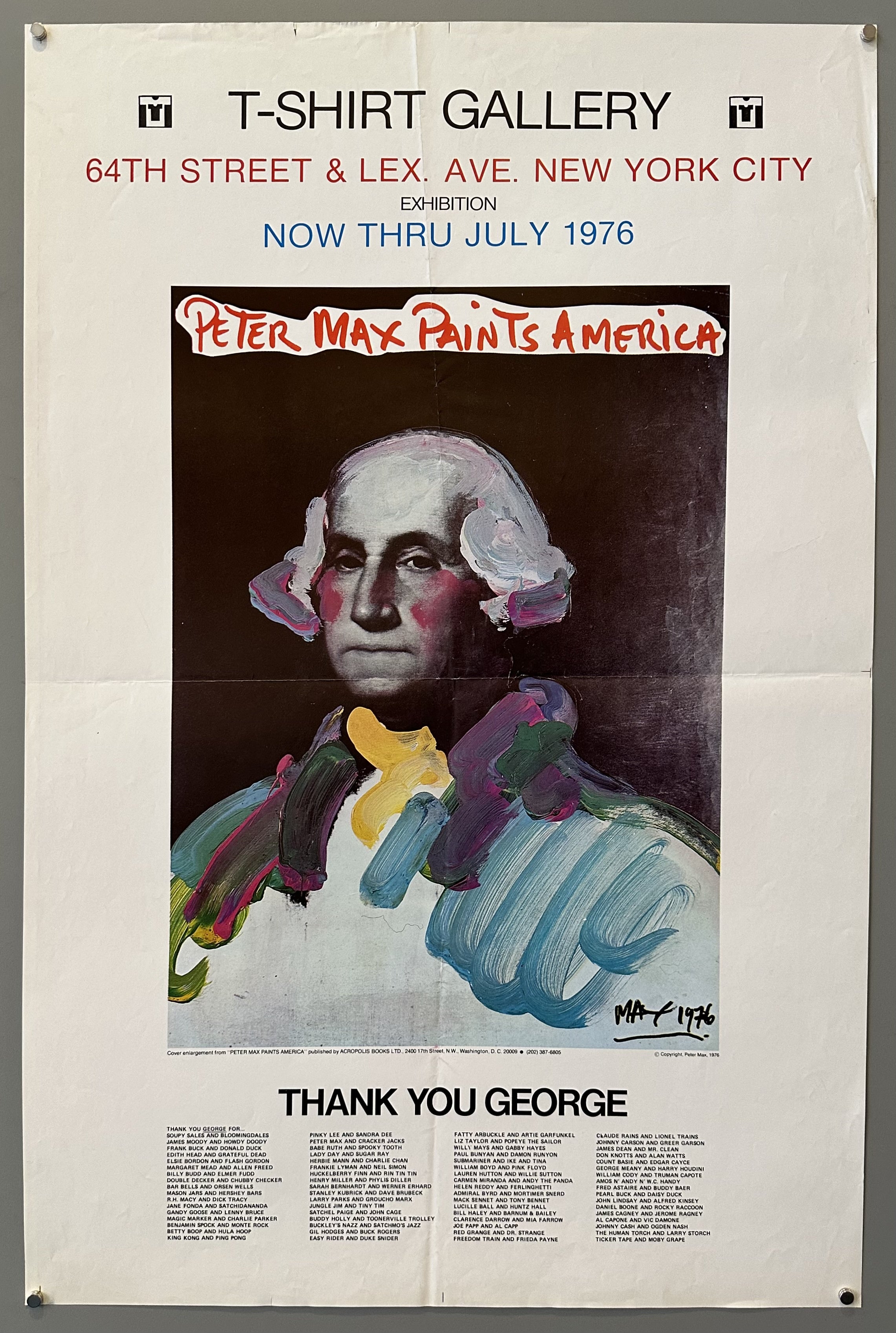 Portrait of George Washington with colorful brush strokes by Peter Max for art exhibition.