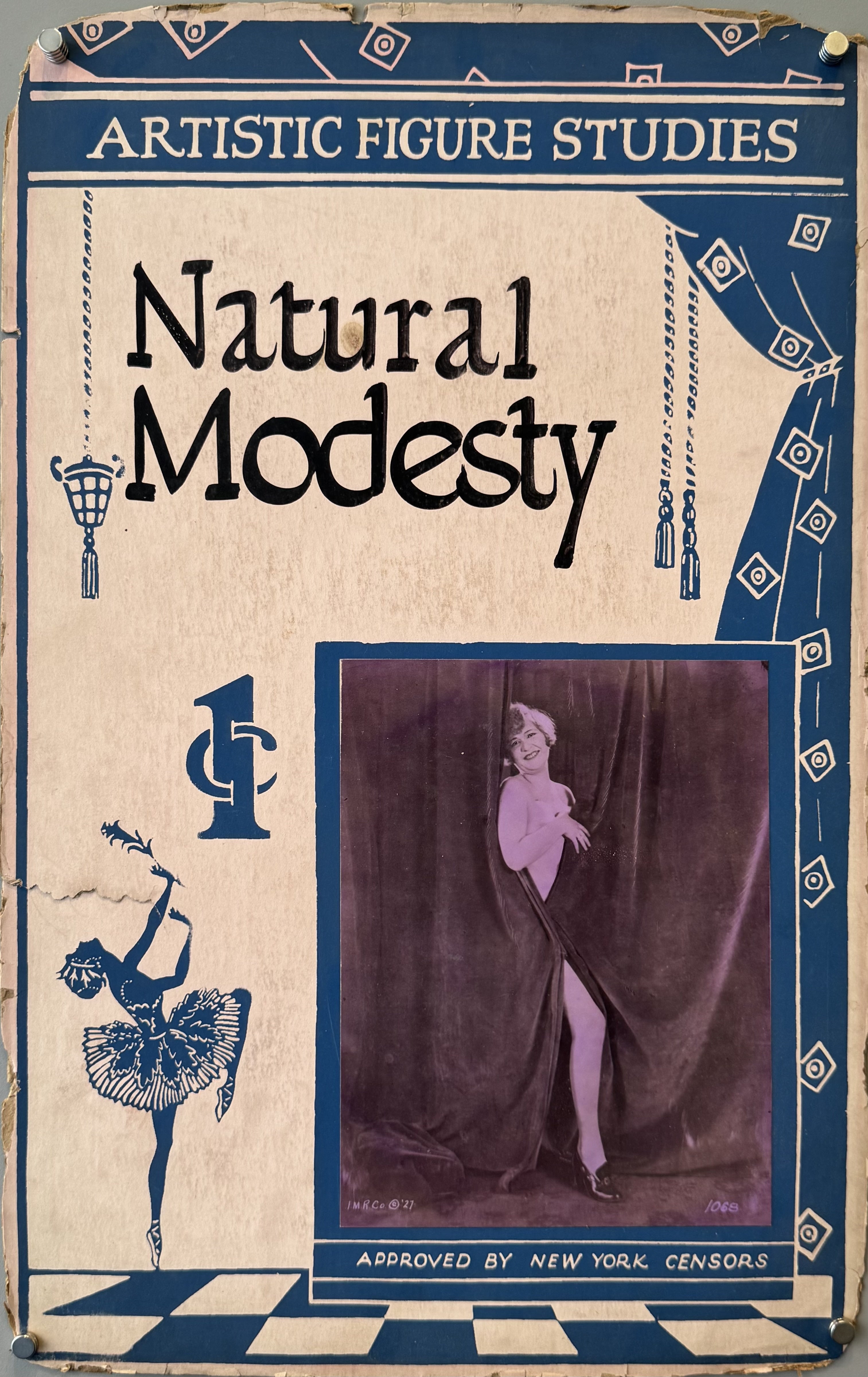 The image is the cover of a vintage publication titled "ARTISTIC FIGURE STUDIES Natural Modesty".