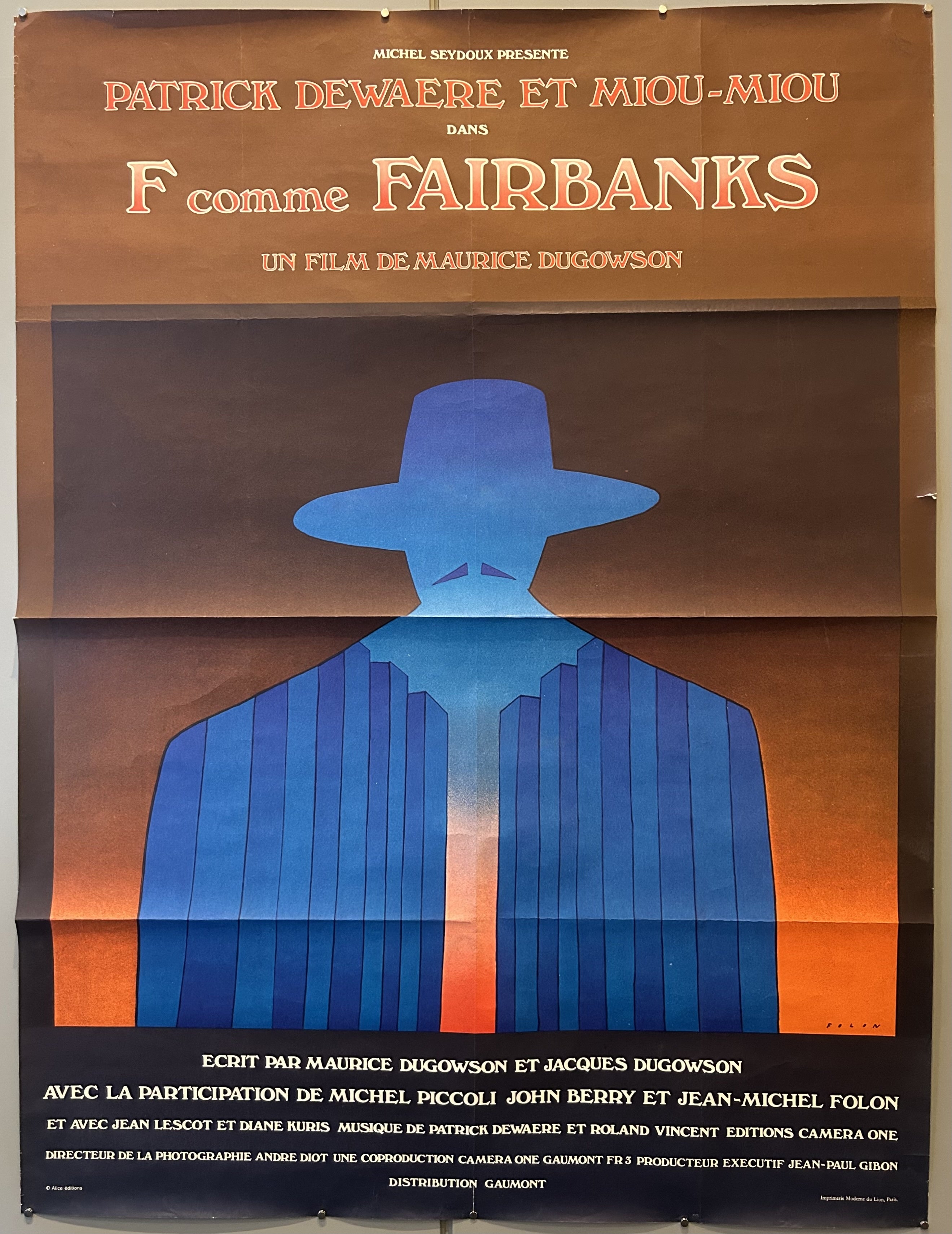Photo of poster being sold of French play 'F comme Fairbanks'.