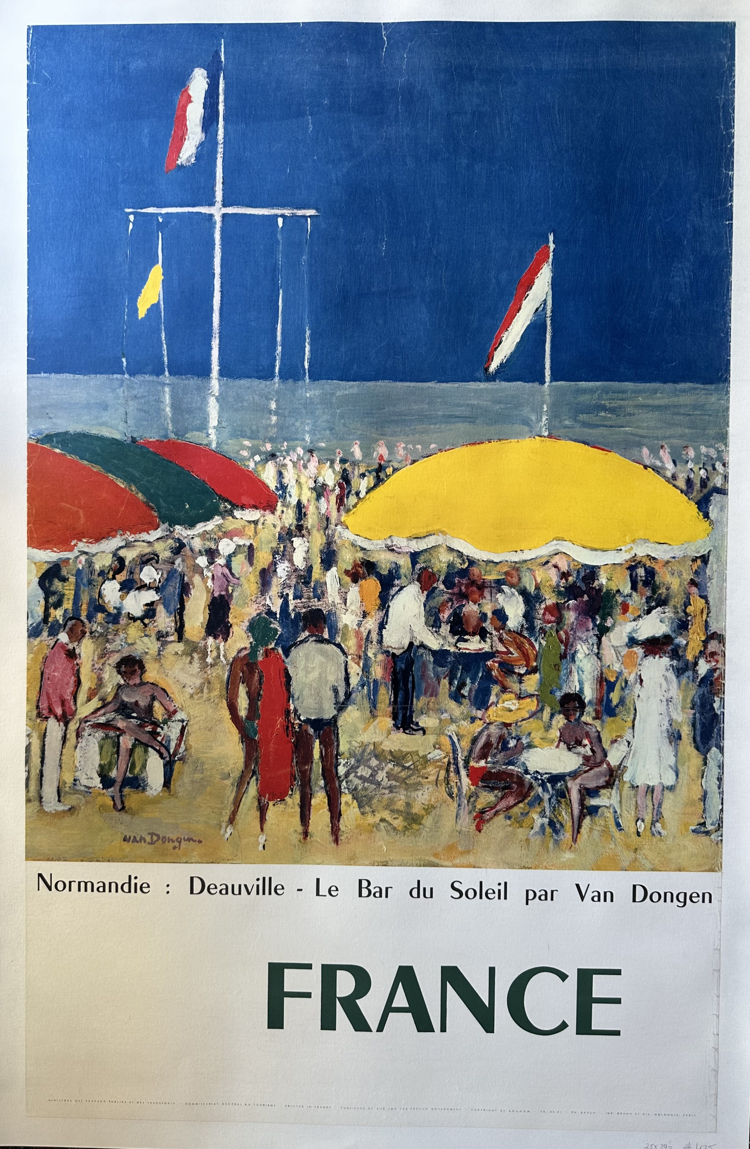 A poster for Deauville, Normandy, France, featuring a painting by Kees van Dongen titled "The Sunshine Bar" in French.