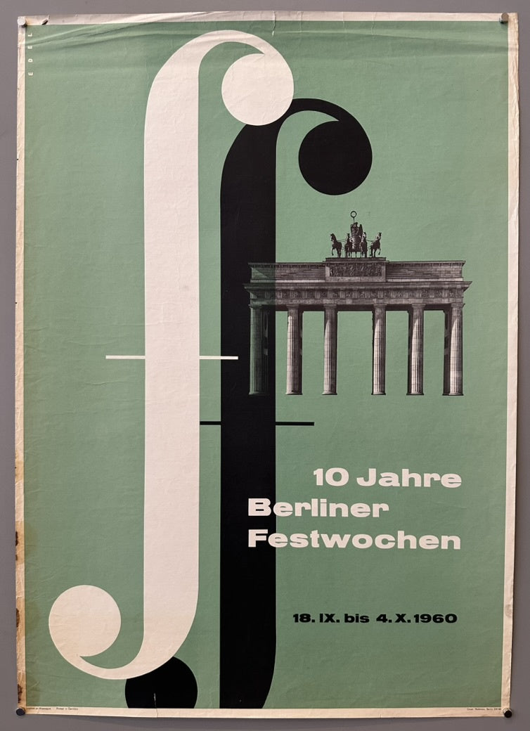 This poster advertises the "10 Jahre Berliner Festwochen" (10 Years of Berlin Festival Weeks), which took place from September 18th to October 4th, 1960