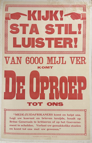 Link to Kijk! Sta Stil! Luister! Van 600 Mijl Ver Komt De OproepSouth Africa, c. 1920s (?) Product
