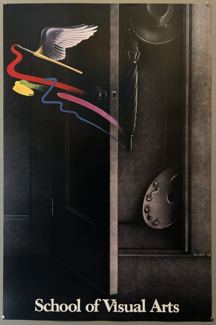 SVA is known for its extensive series of posters created for New York City subway platforms, forming a significant public art project. Giusti's surrealistic painting style aligns with SVA's motto, "To Be Good Is Not Enough, When You Dream of Being Great,"