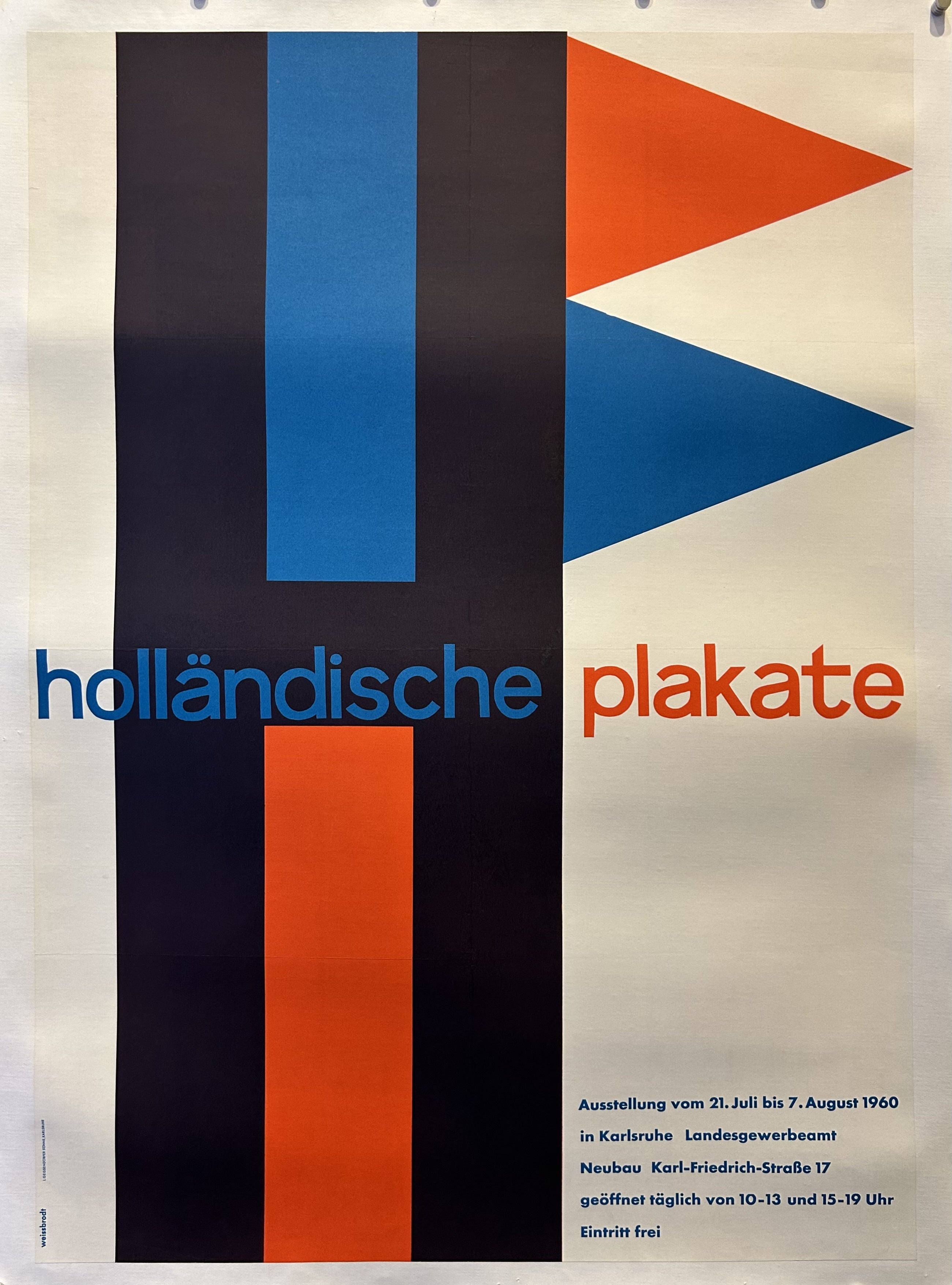 The Netherlands/Holland flag stylized into two smaller flags and a flag pole for this Dutch poster exhibition piece