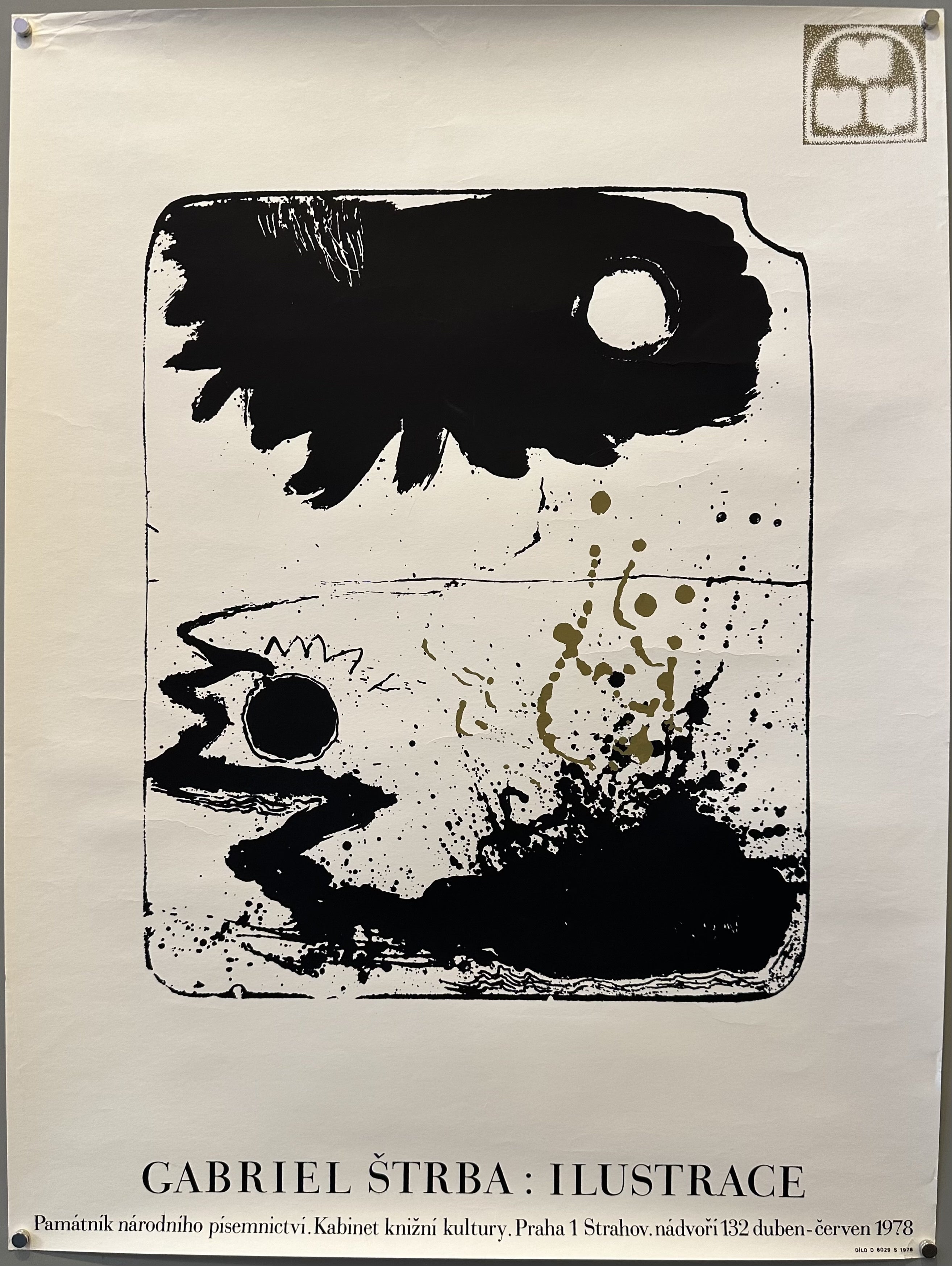 An abstract art piece by Gabriel Štrba is at the center of this poster with a white border and black text at the bottom.