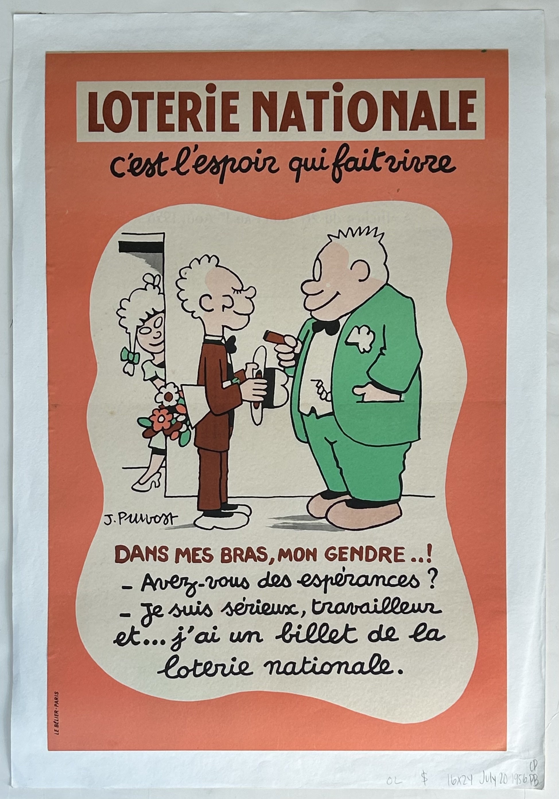 Loterie Nationale C'est L'espoir Qui Fait Vivre Poster