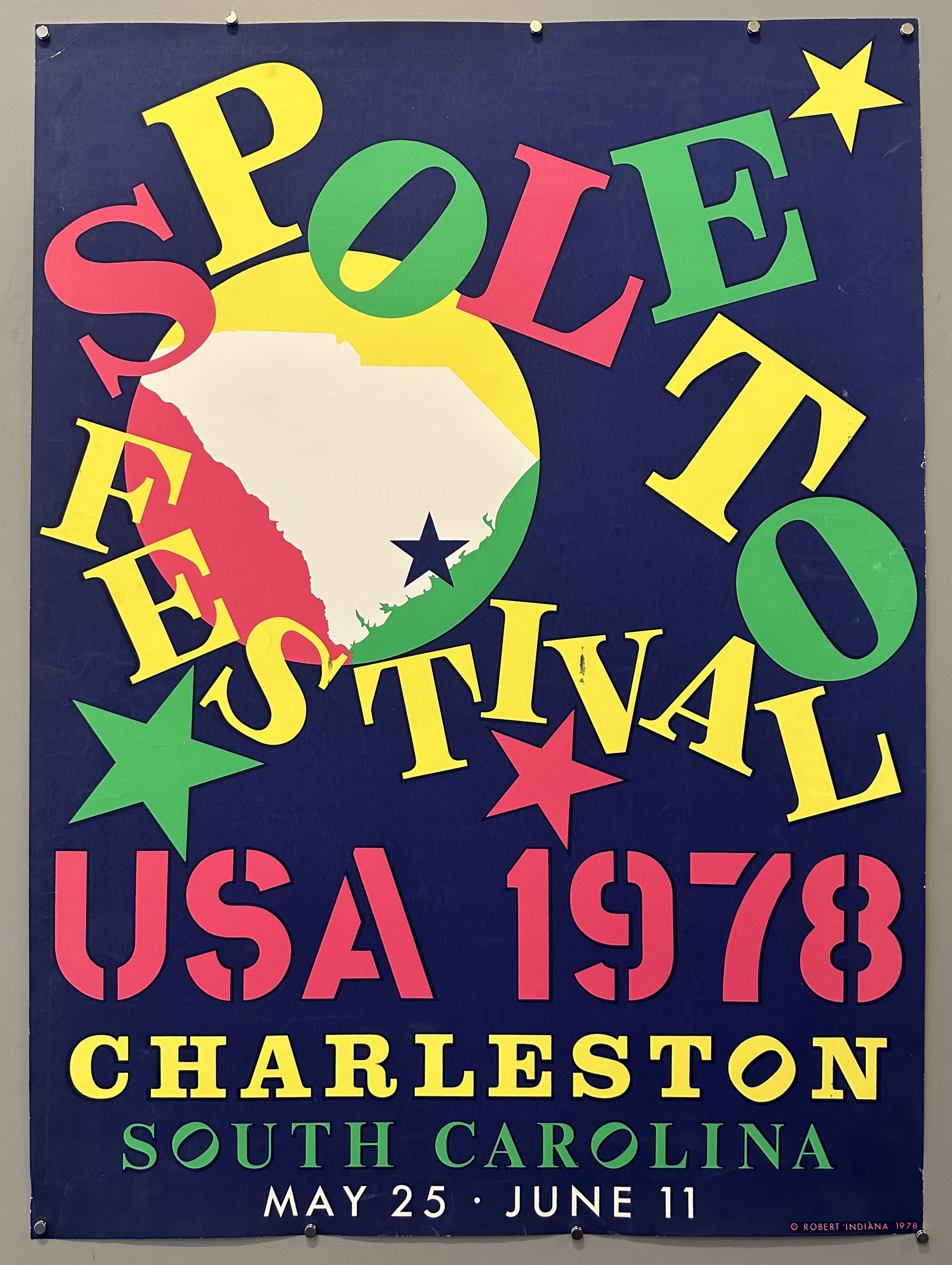 Multicolored typogrpahy in 1980's style pop art by Robert Indiana for Spoleto Festival.