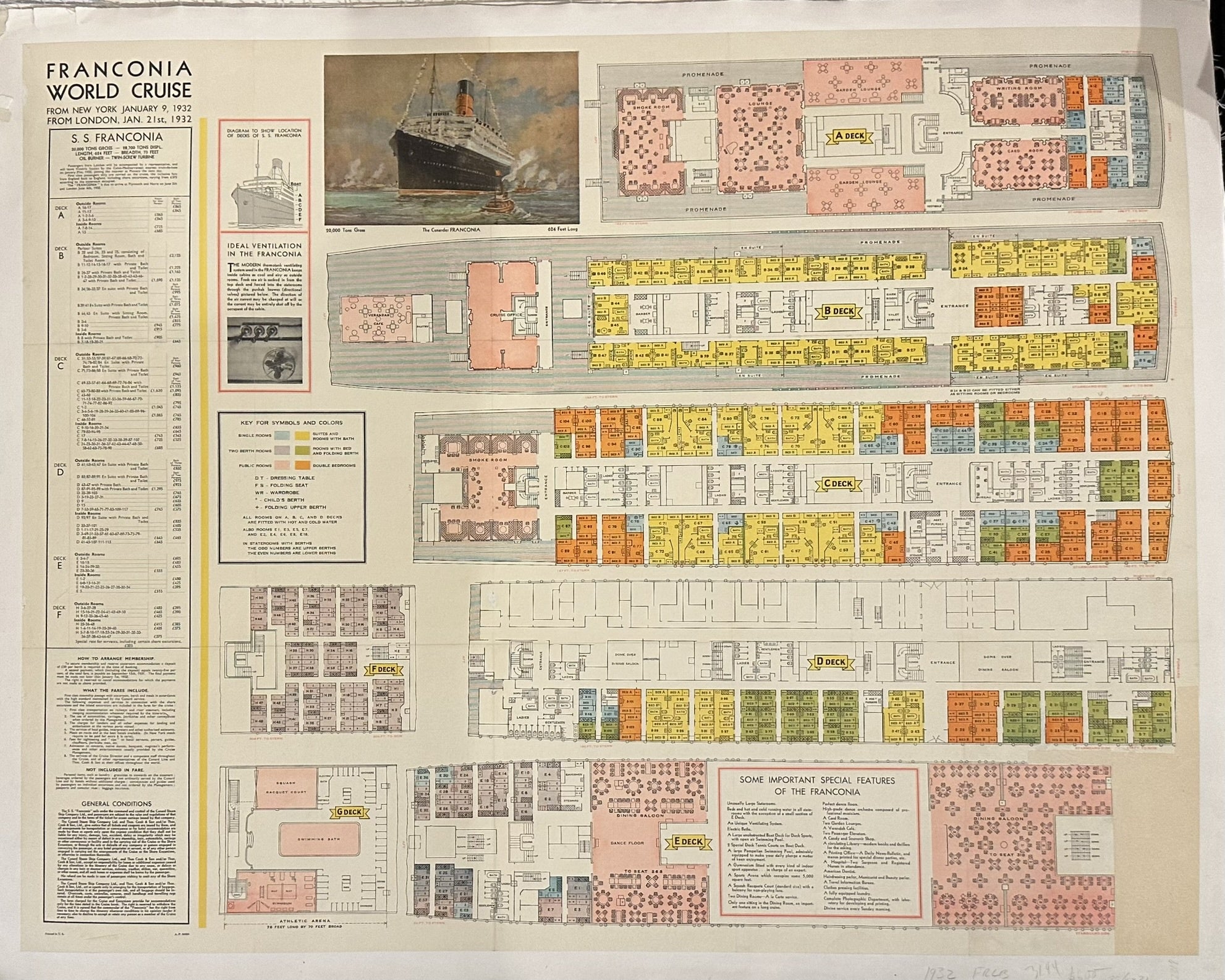 While some specific prints or reproductions might originate from other countries (e.g., a poster print by Ken Welsh from the US), the original Cunard Line promotional materials, including brochures like the one shown, were produced in the UK, where the company was based.