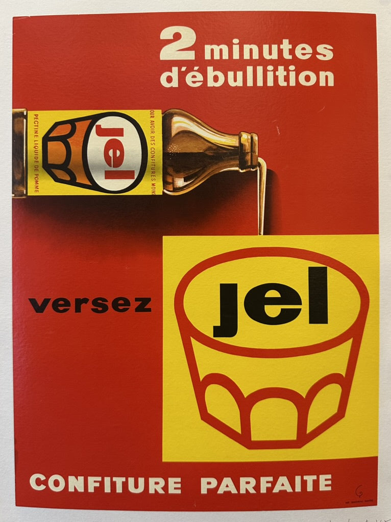 It visually demonstrates the process, showing the liquid pectin being poured from a bottle into a glass, with "versez" (pour) indicating the action.