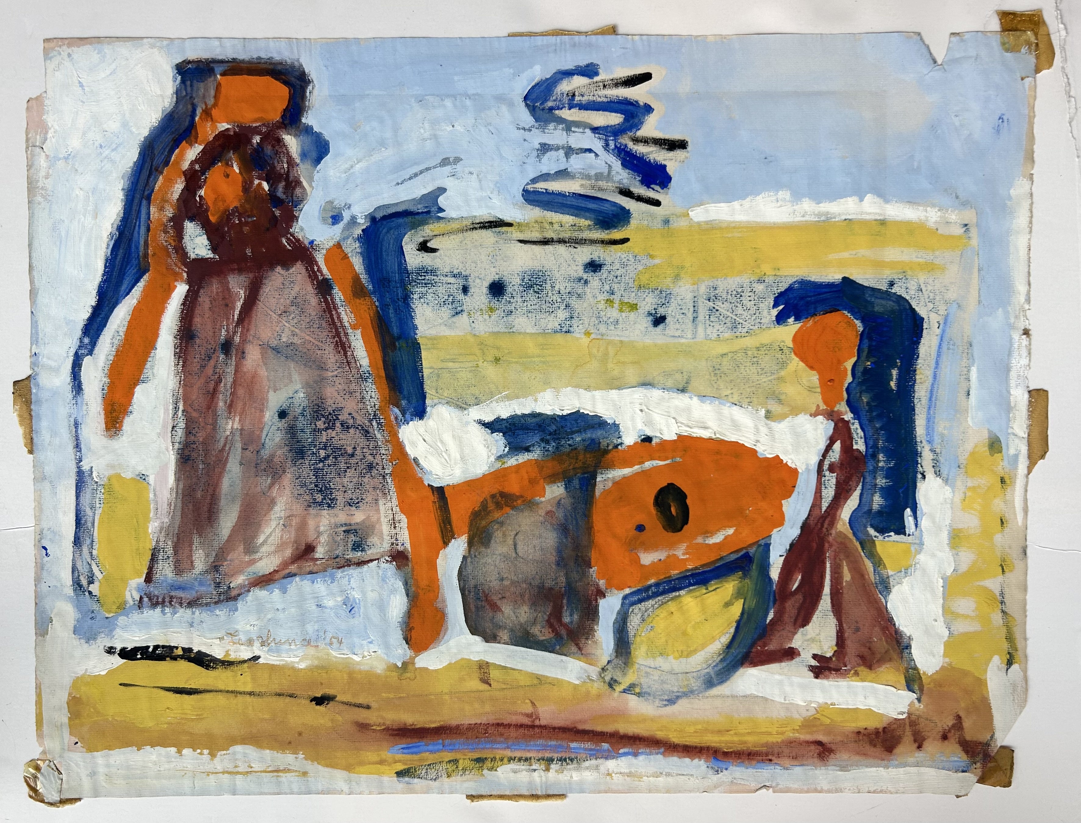 Abstract painting in the cubist style