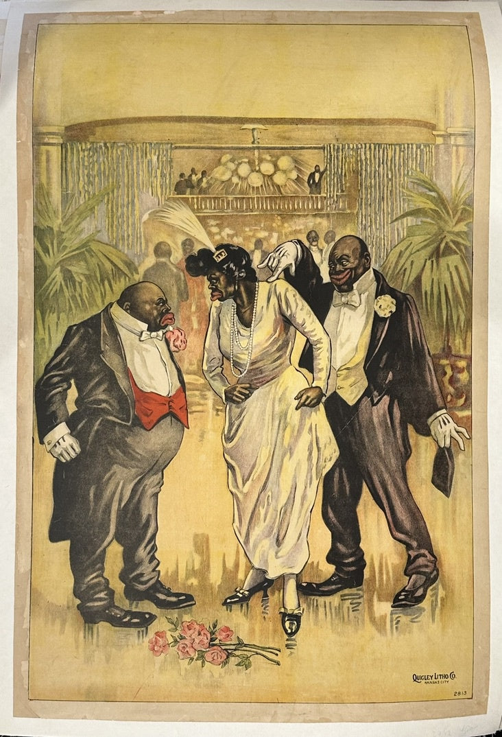 he "QUICLEY LITHO" inscription indicates Quigley Litho. Co., an American lithography company that was active in the late 19th and early 20th centuries. The company produced prints, including theatrical posters.