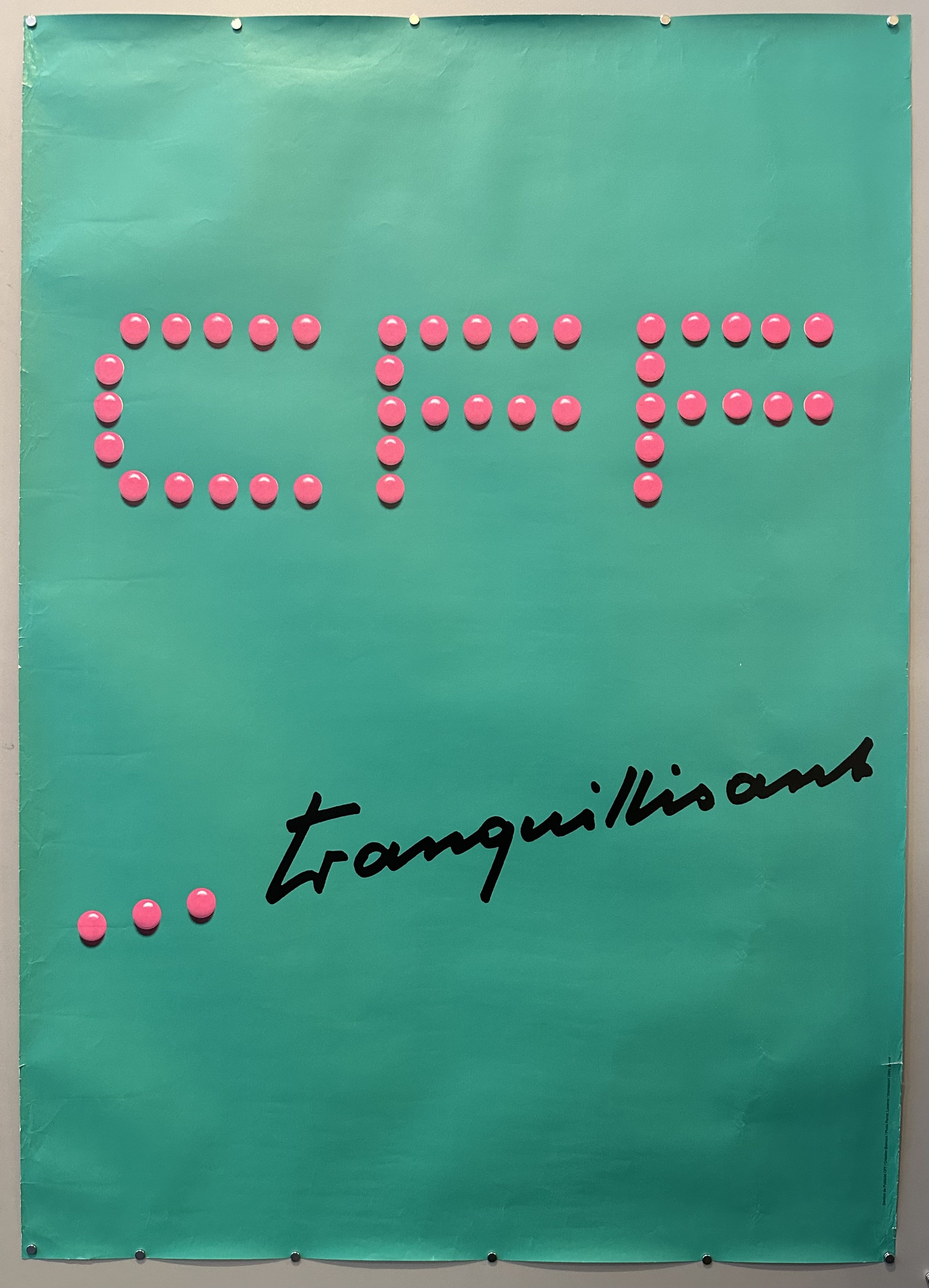 Green poster with neon pink dots outlining 'CFF'.