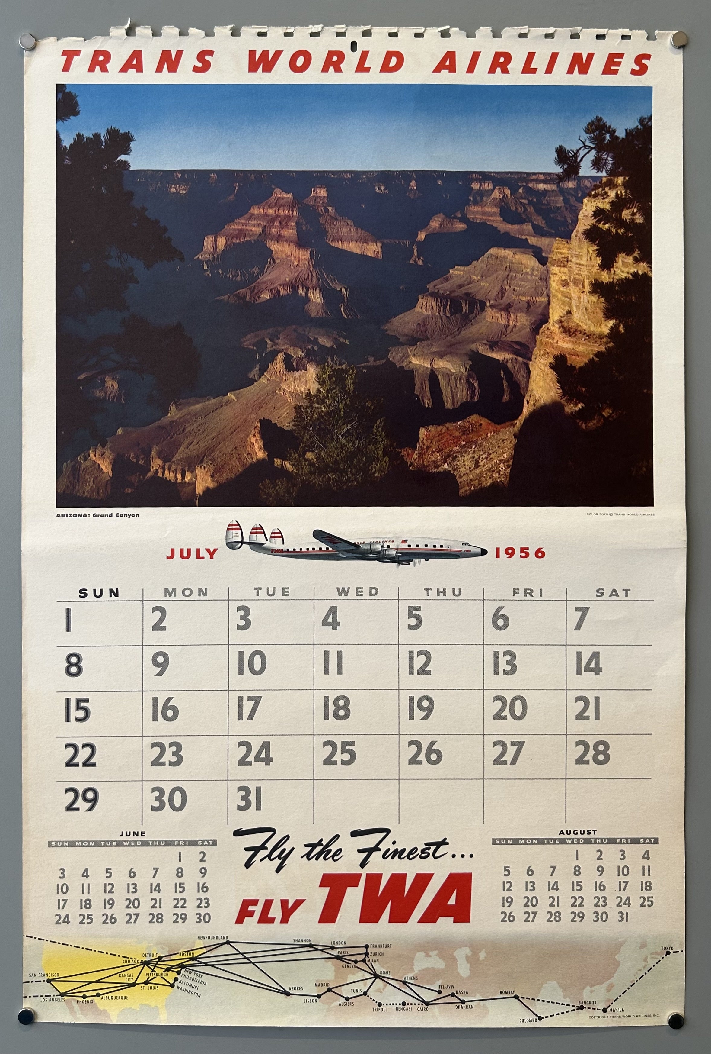 TWA 1956 Calendar: July, June