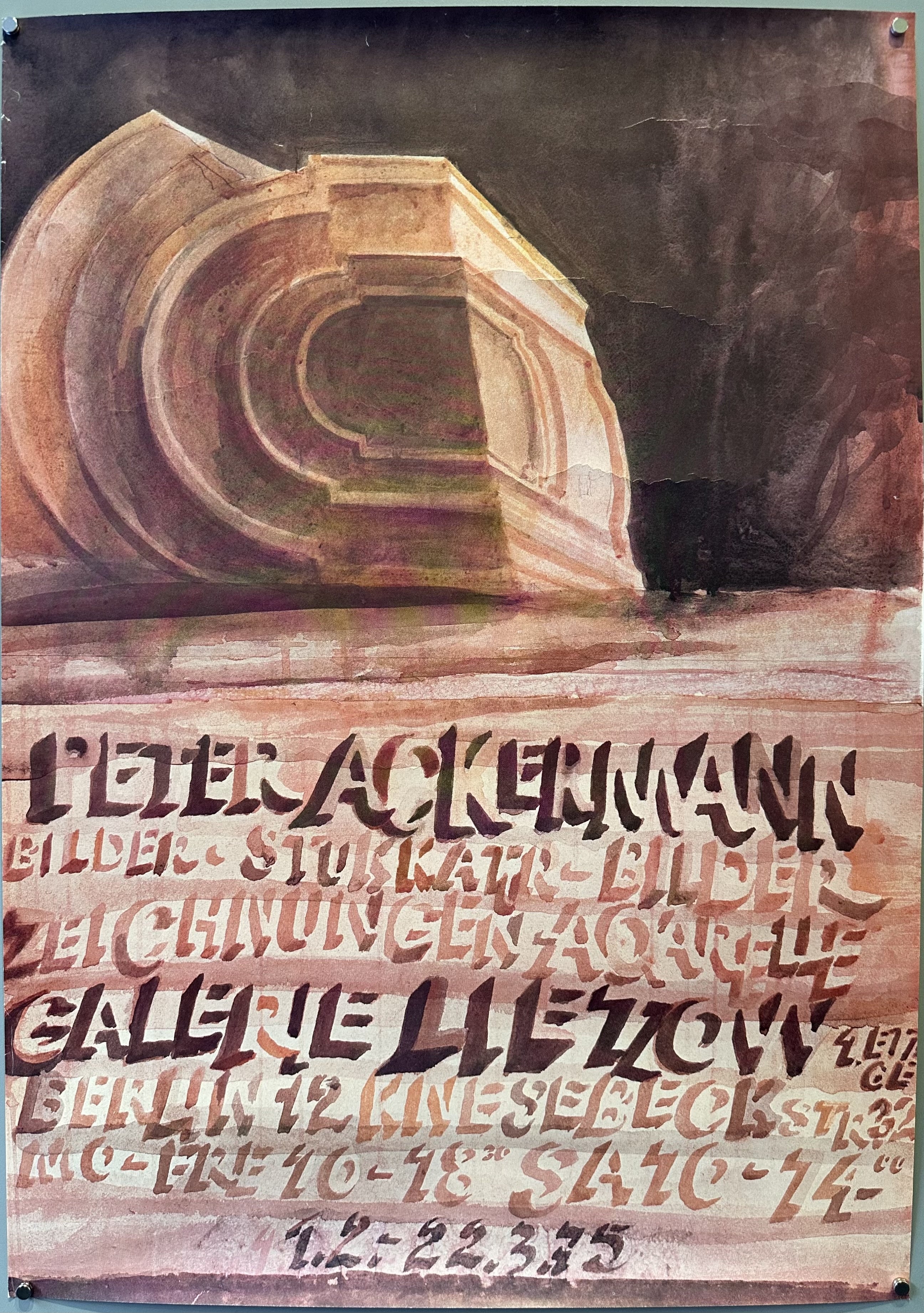Art exhibition poster of German artist Peter Ackermann's work at the Galerie Lietzow in Berlin.