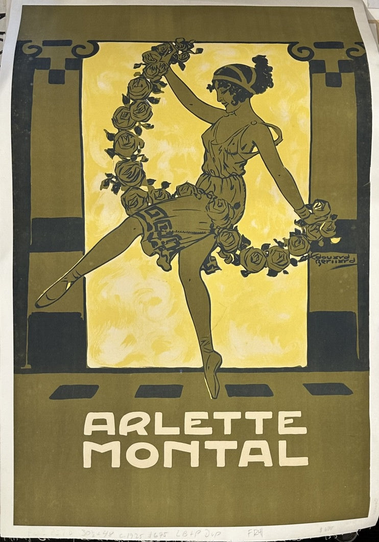 Arlette Montal, likely a performer or personality of the era, given the nature of vintage advertising posters for entertainers.