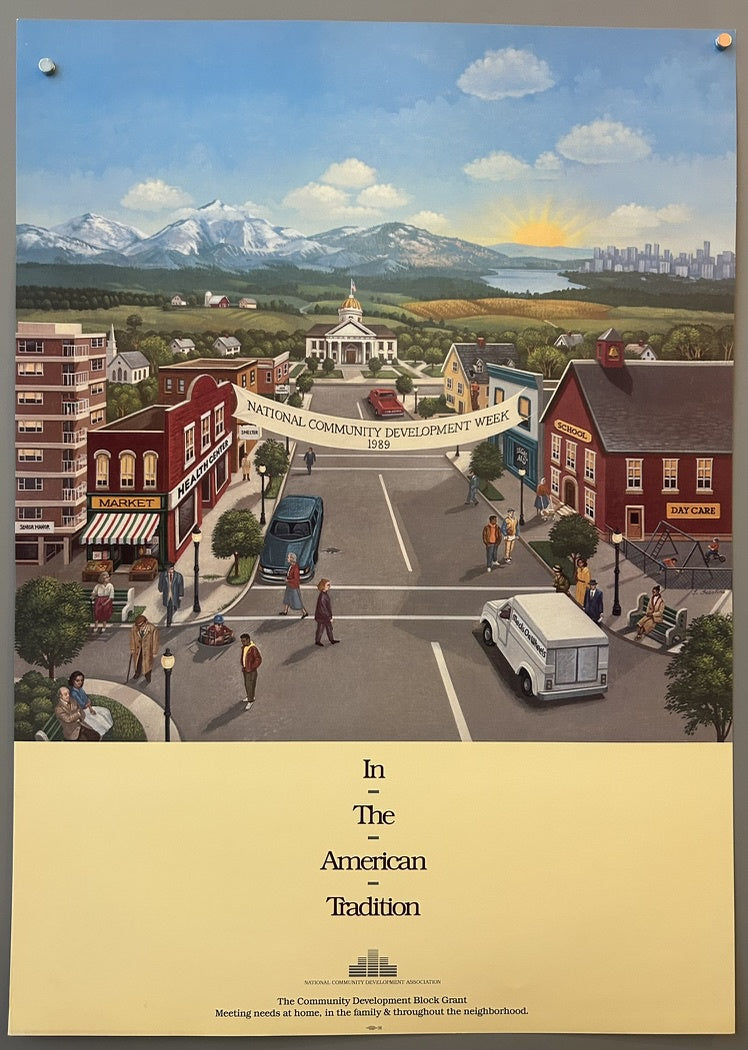 "NATIONAL COMMUNITY DEVELOPMENT WEEK 1989," indicating the year of its creation or the event it promotes.