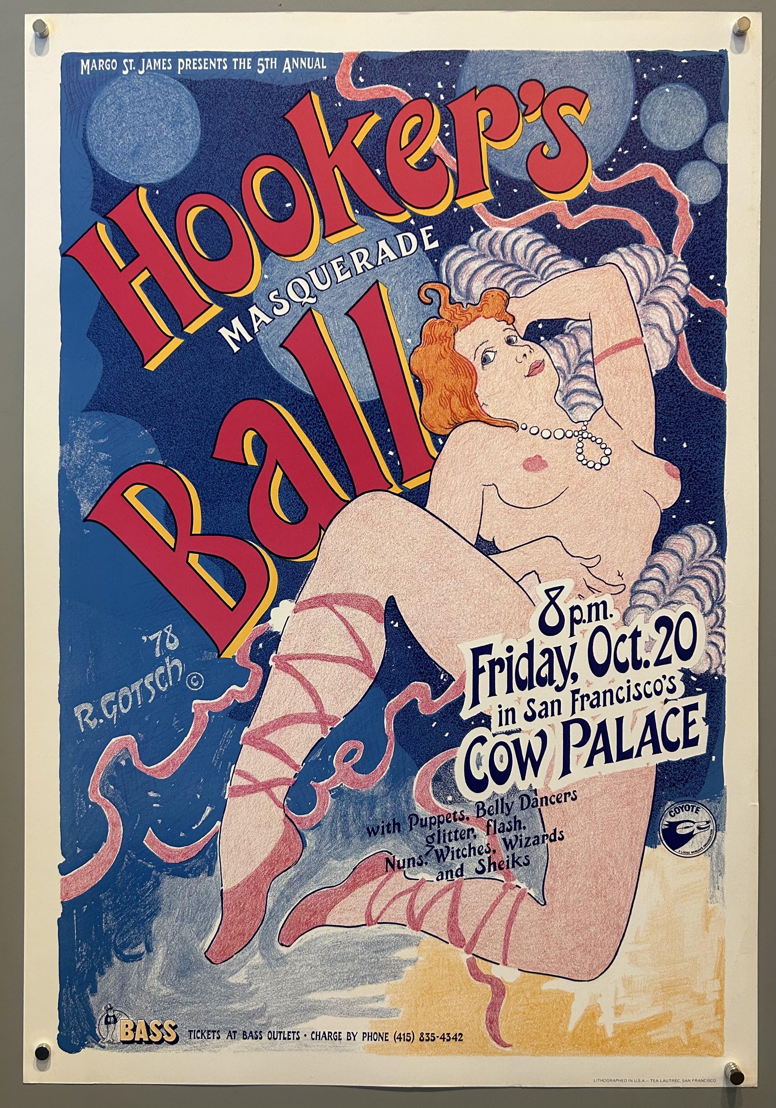 Nude woman illustrated on poster promoting Masquerade Ball.