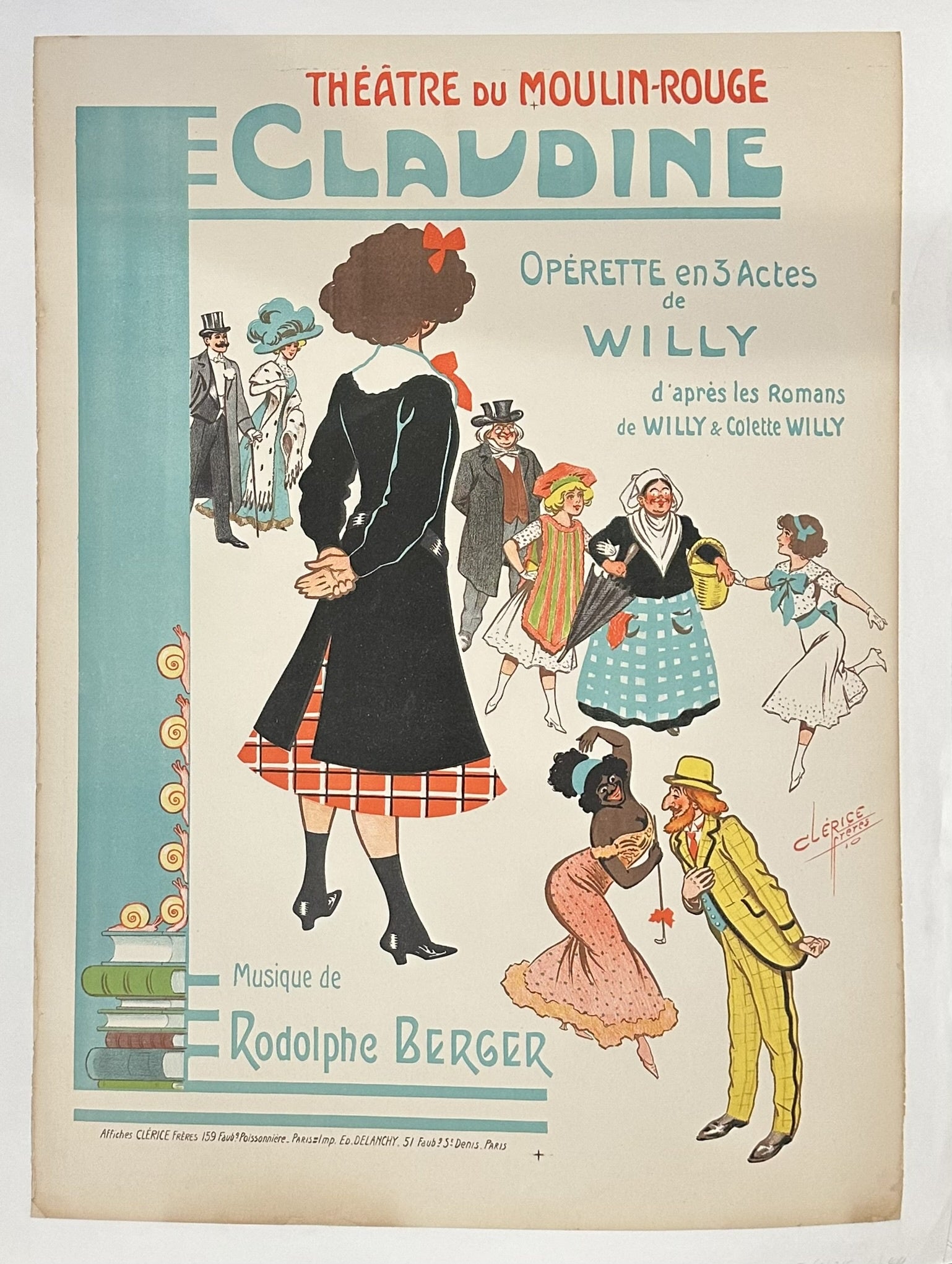 The poster explicitly states "Paris" in the address of the publisher: "Affiches CLERICE FRERES 159 Faud? Poissonniere. Preisaimp. E. DELANCHY, SI Foub?3: Denis Paris".