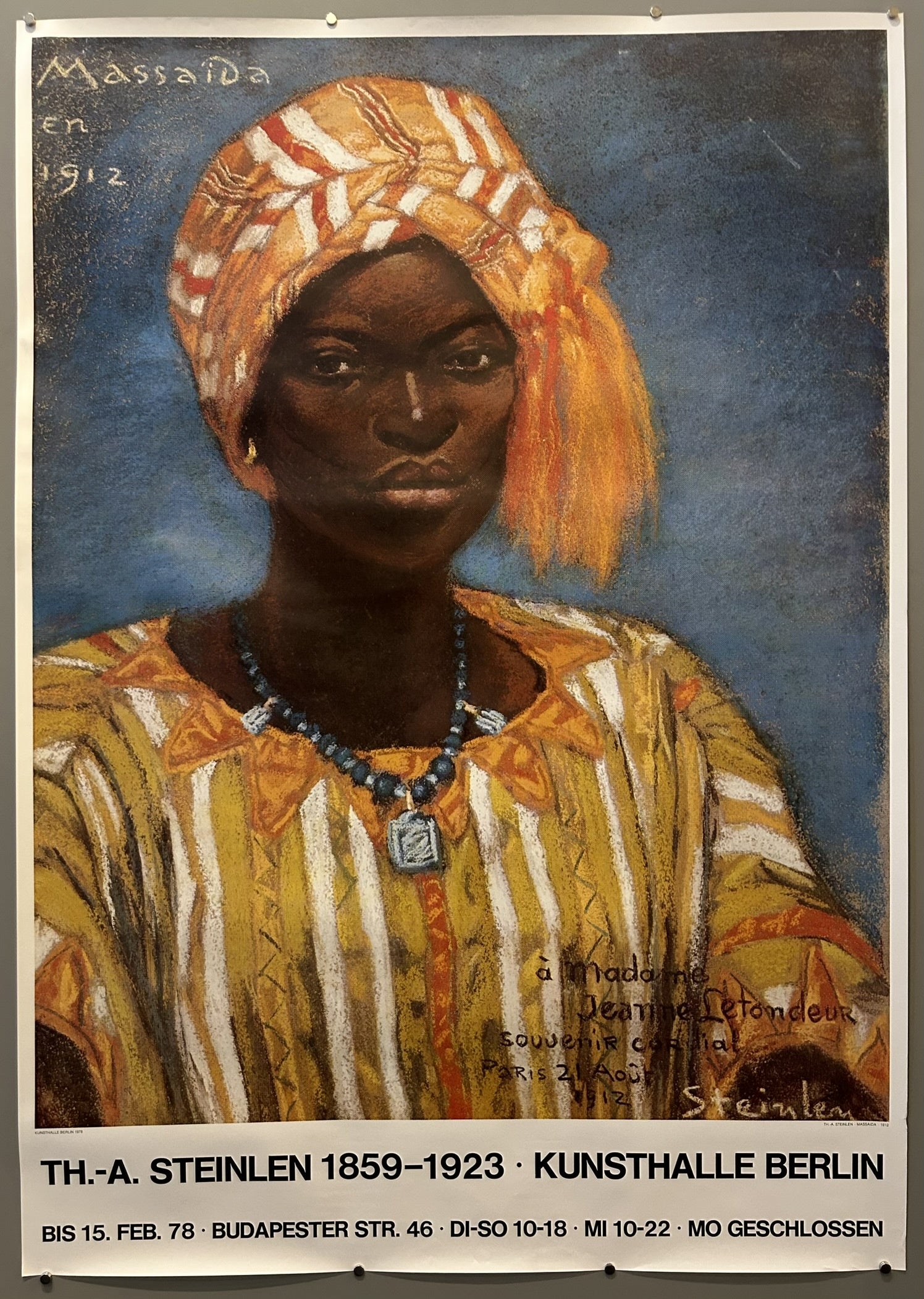 he text "à madame Jeanne Lefondeur Souvenir cordial Paris 21 Août 1912" suggests a dedication or inscription related to the artwork or its creation.