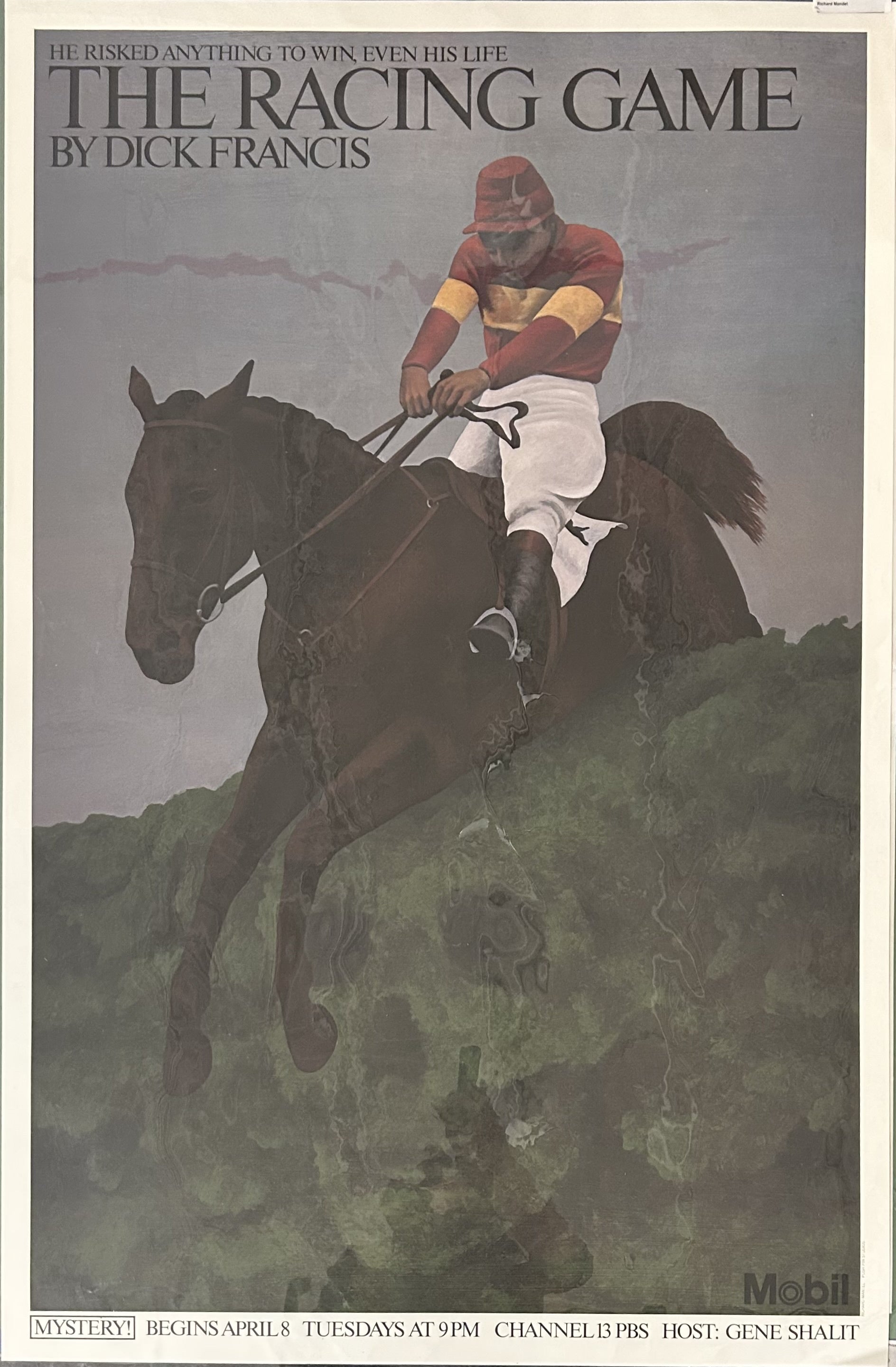 horse riding over bush