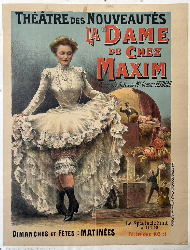 This vintage poster, likely from the late 19th or early 20th century, showcases the Art Nouveau or Belle Epoque style prevalent at the time, characterized by its elegant lines and illustrative elements.