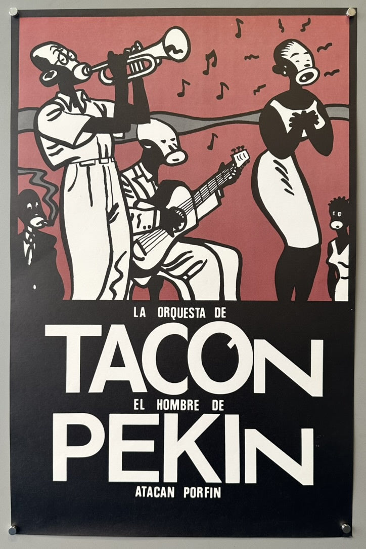 The poster you provided is likely related to the movie El hombre de Pekín (The Man from Peking), which was released in 1969. The poster was designed by Rene Azcuy, a notable Cuban graphic artist known for his work with the ICAIC (Instituto Cubano de Arte e Industria Cinematográficos), the Cuban Film Institute.
