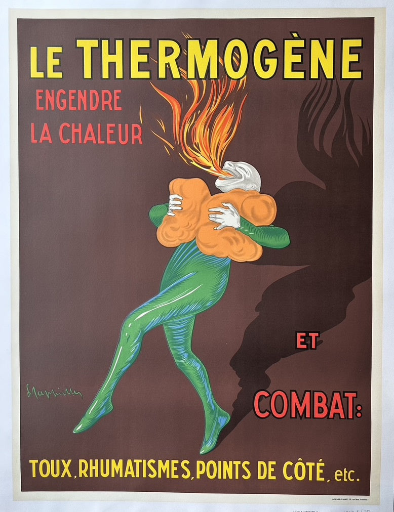 Le thermogene showing a man in green breathing out fire
