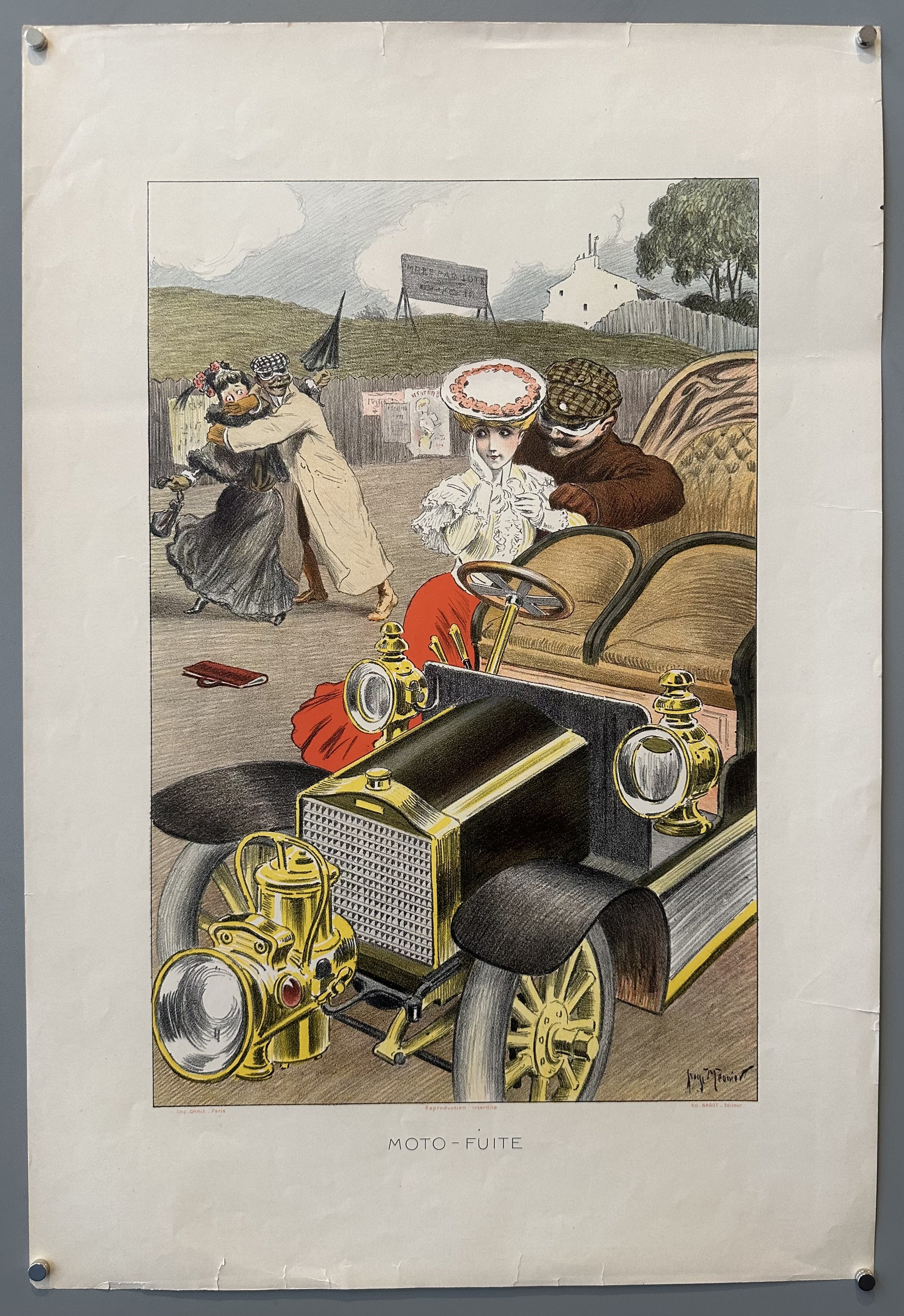 Moto-Fuite by Georges Meunier Lithograph