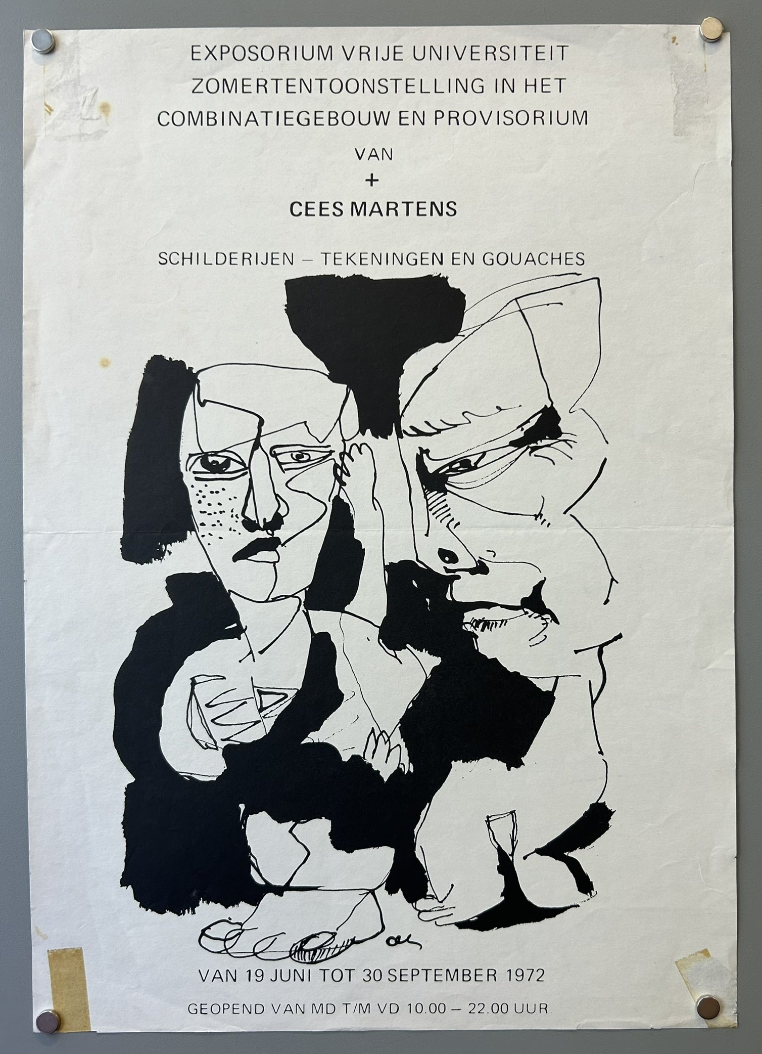 This poster is from the Vrije Universiteit (VU) Amsterdam in the Netherlands. Specifically, it advertised an exhibition held at the Exposorium within the university's "Combinatiegebouw en Provisorium" (Combination Building and Provisional Building).