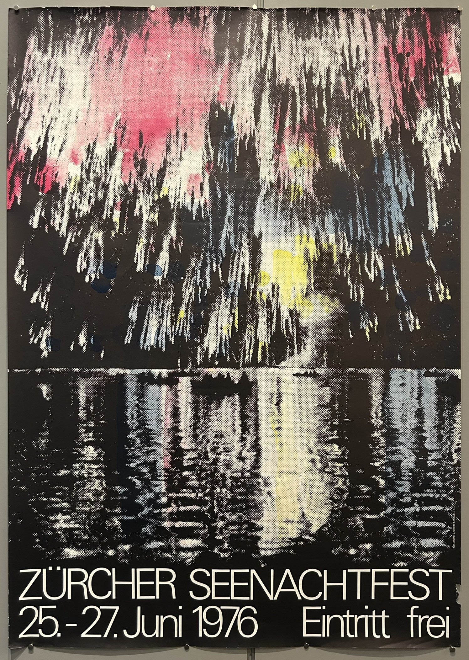 This poster advertises the Zürcher Seenachtfest (Zurich Lake Night Festival) held from June 25th to 27th, 1976, with free admission ("Eintritt frei").