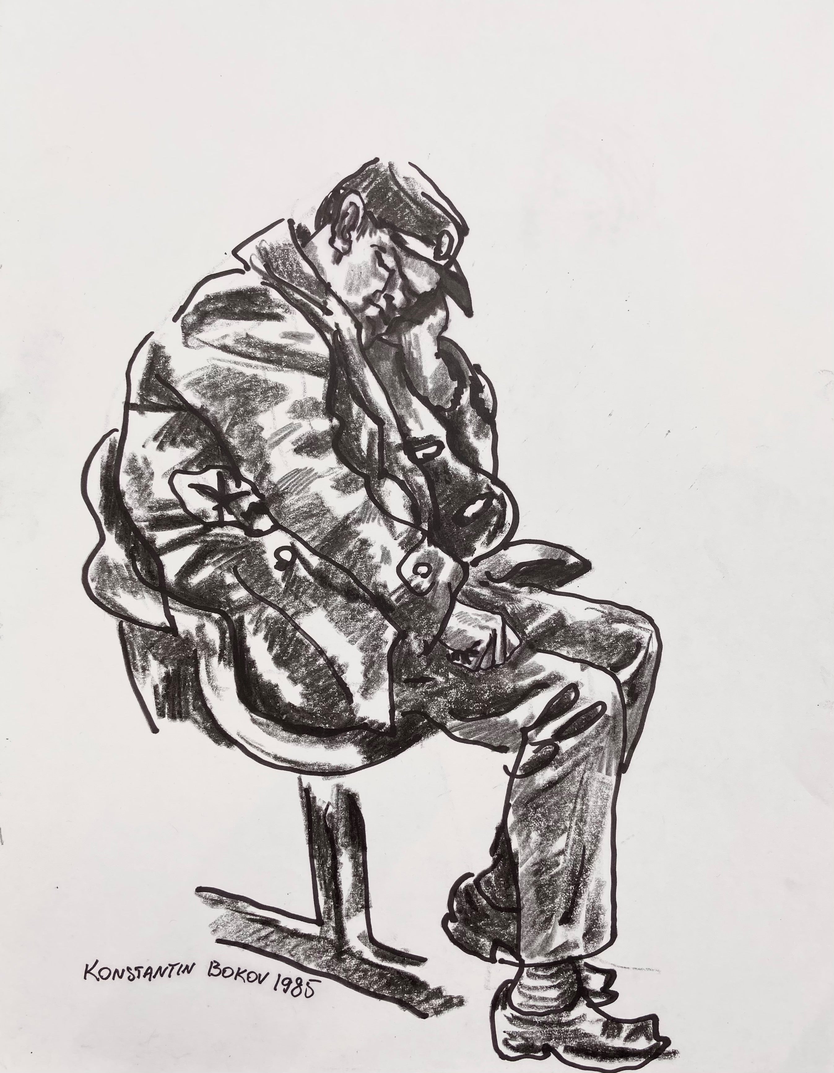 charcoal drawing of a man