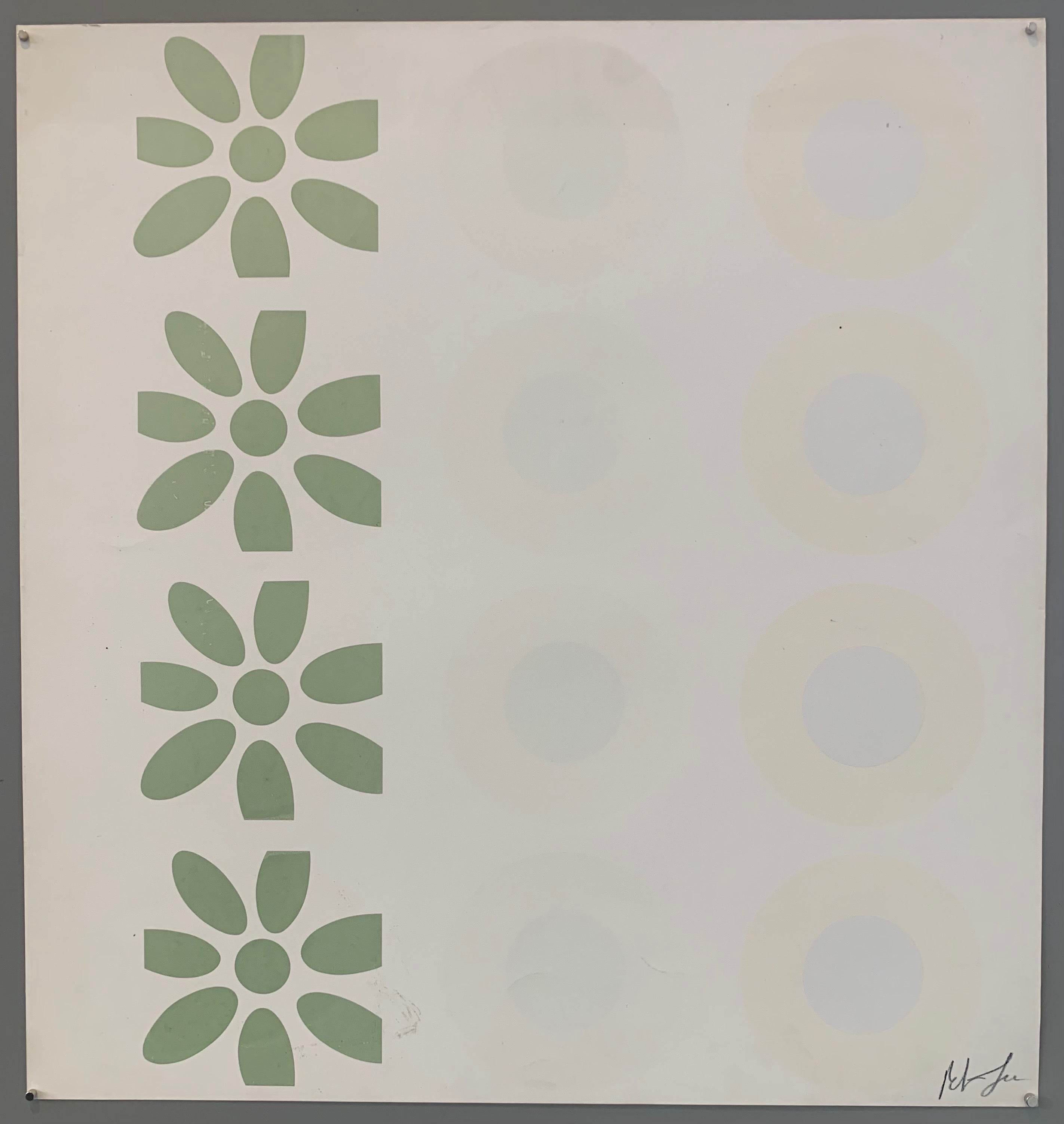 Two rows of targets and flowers