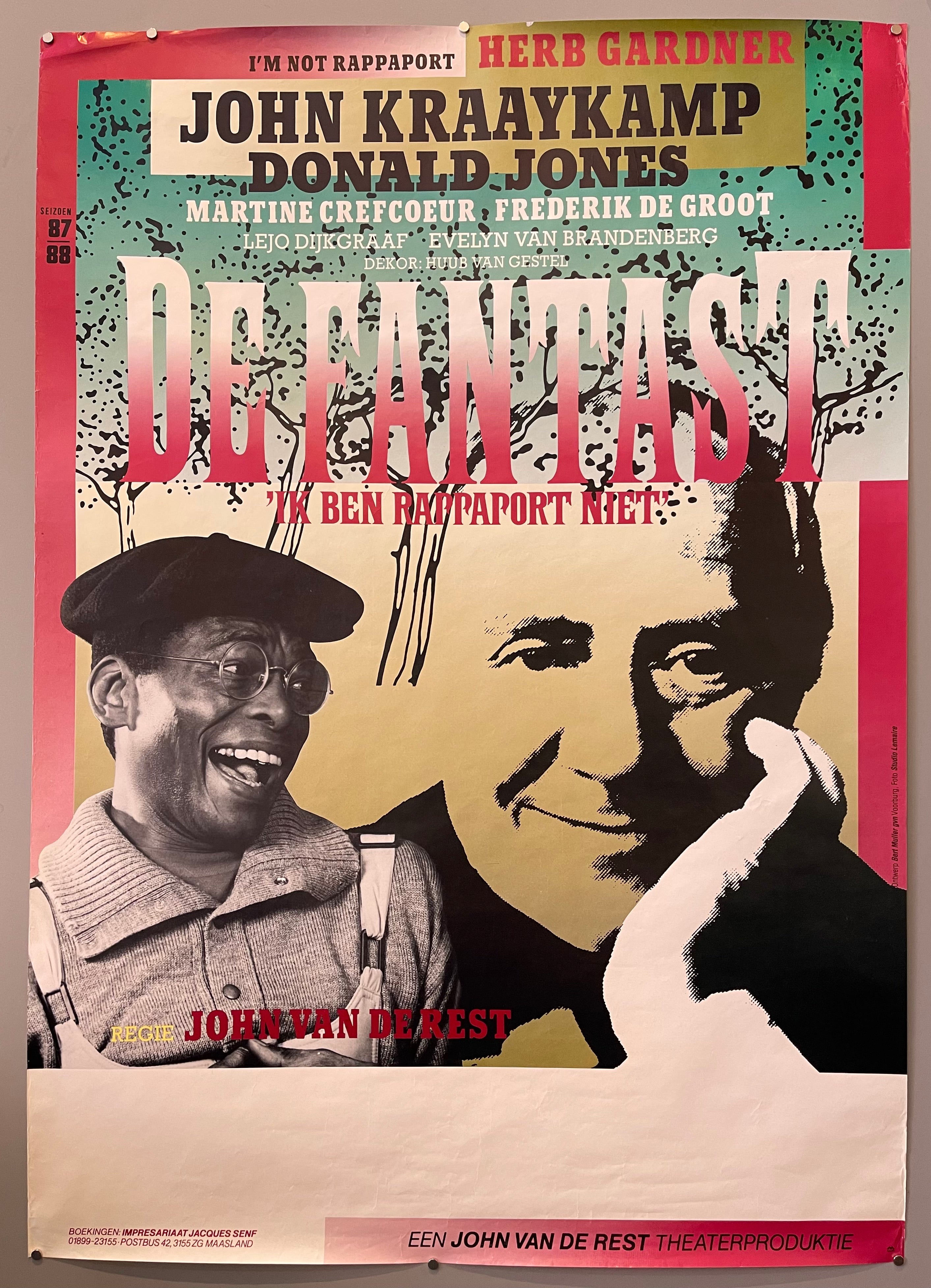 poster of two men, one a drawing and the other a photograph