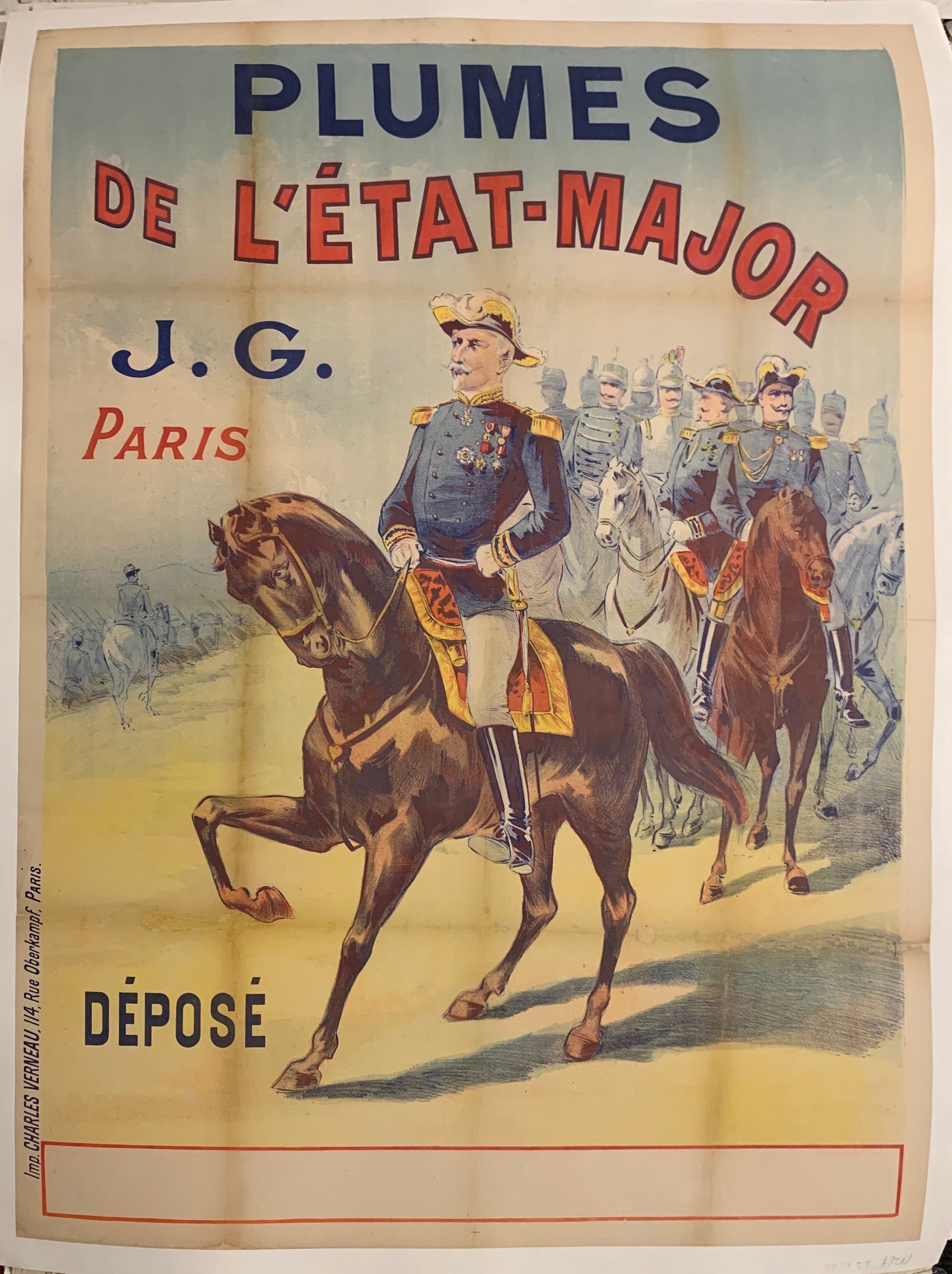 Turn of the Century poster of soldiers on horseback.