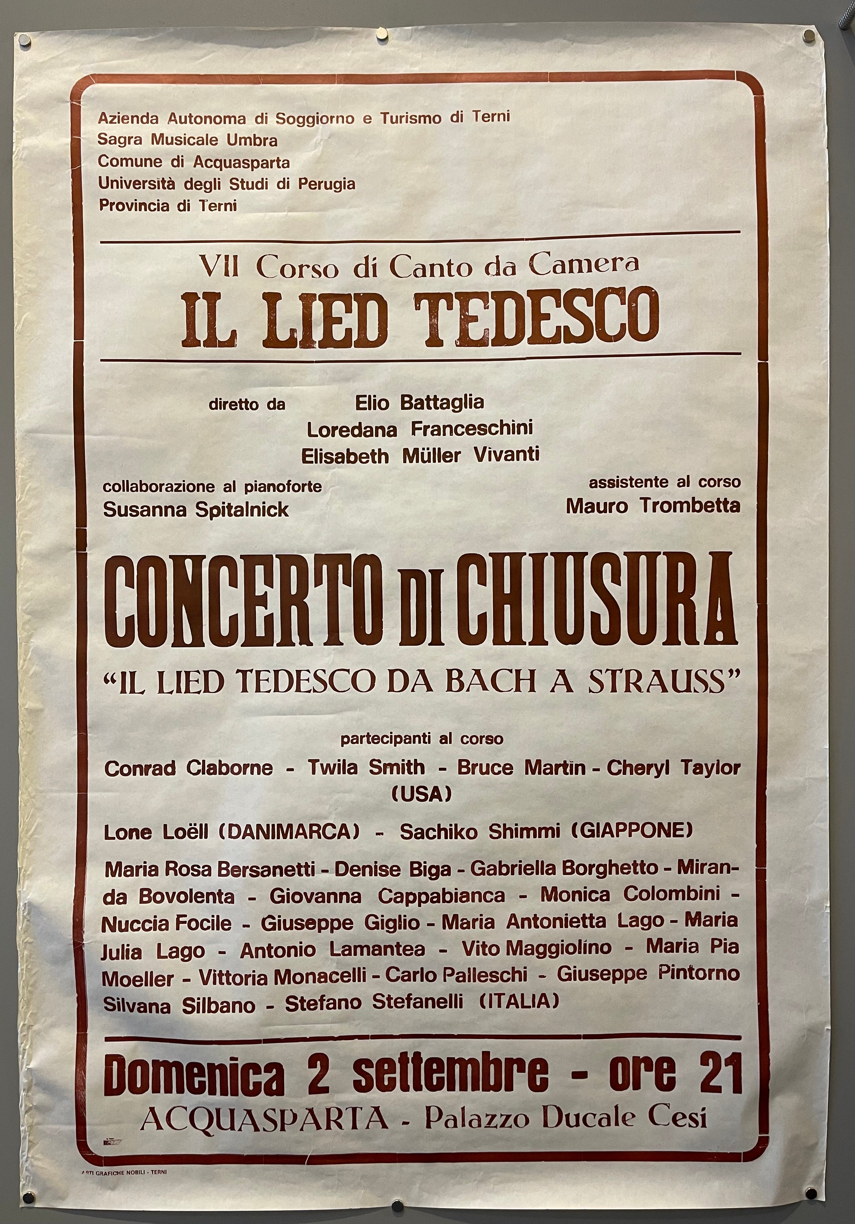 poster for a concert in Italian