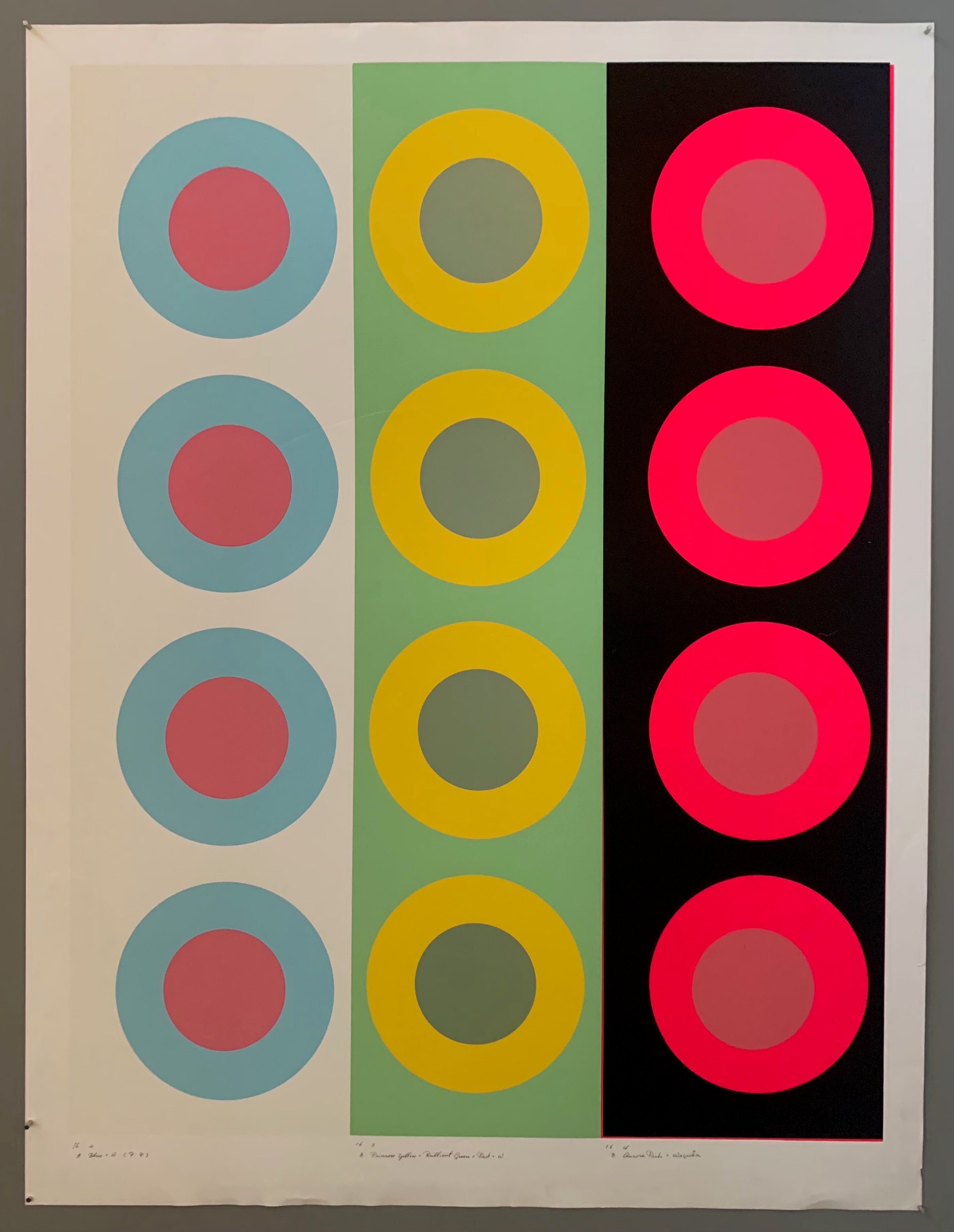 One white panel of targets, one green, and one black