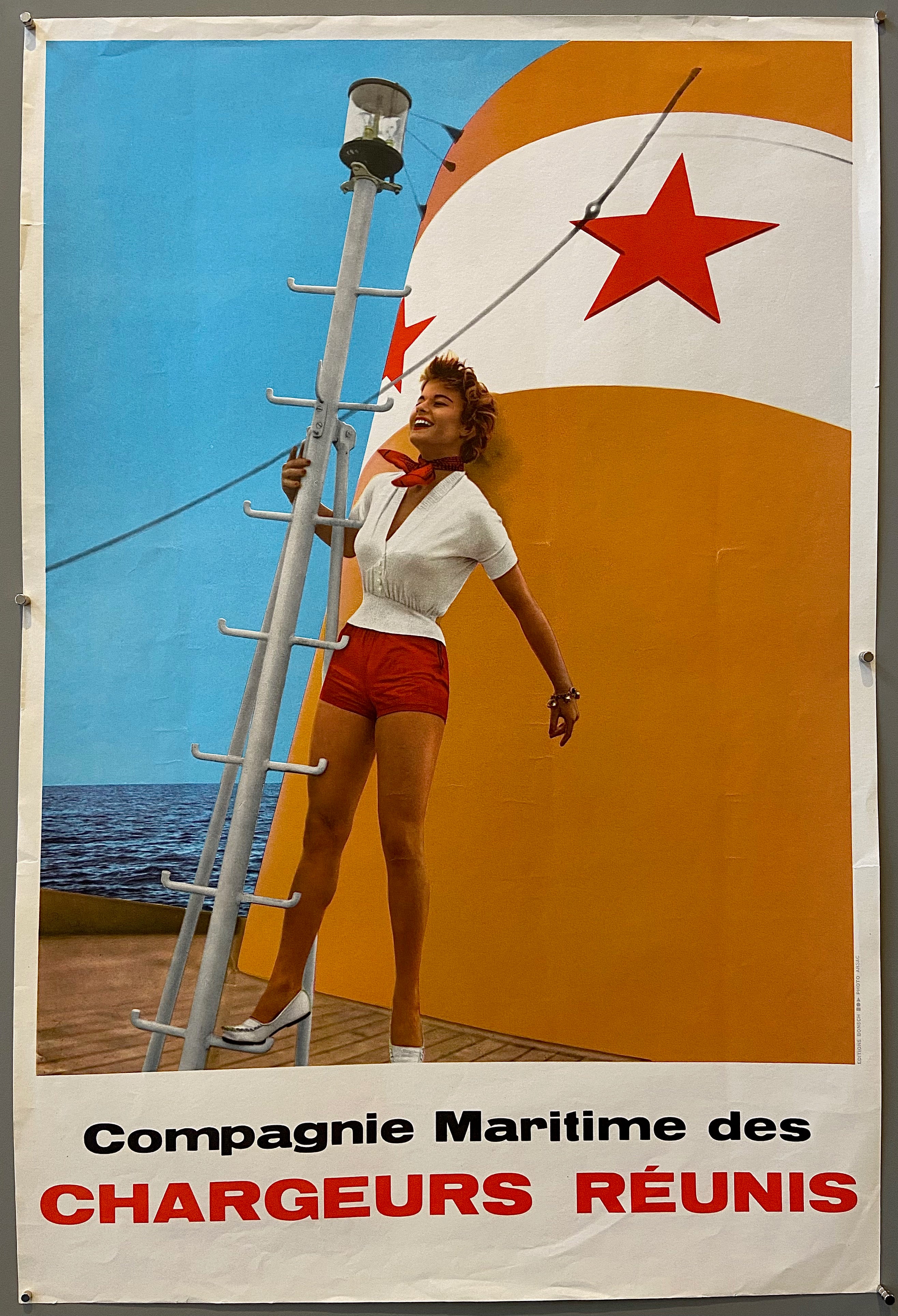Poster of a model on a boat