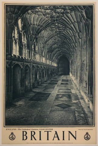 Link to Britain: England - The Cathedral Cloisters, Gloucester"✓UK, c. 1950 Product