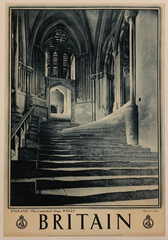 Link to Britain: "England - The Cathedral Steps, Wells"✓Great Britain, C. 1950 Product