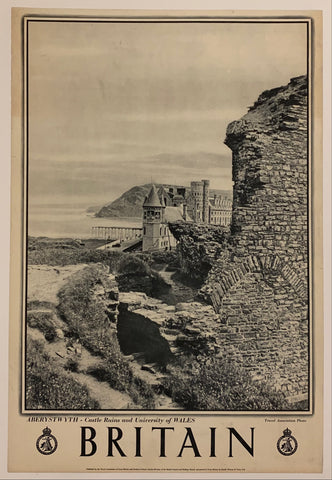 Link to Britain: "Aberstwyth - Castle Ruins and University of Wales"✓Great Britain, C. 1950 Product